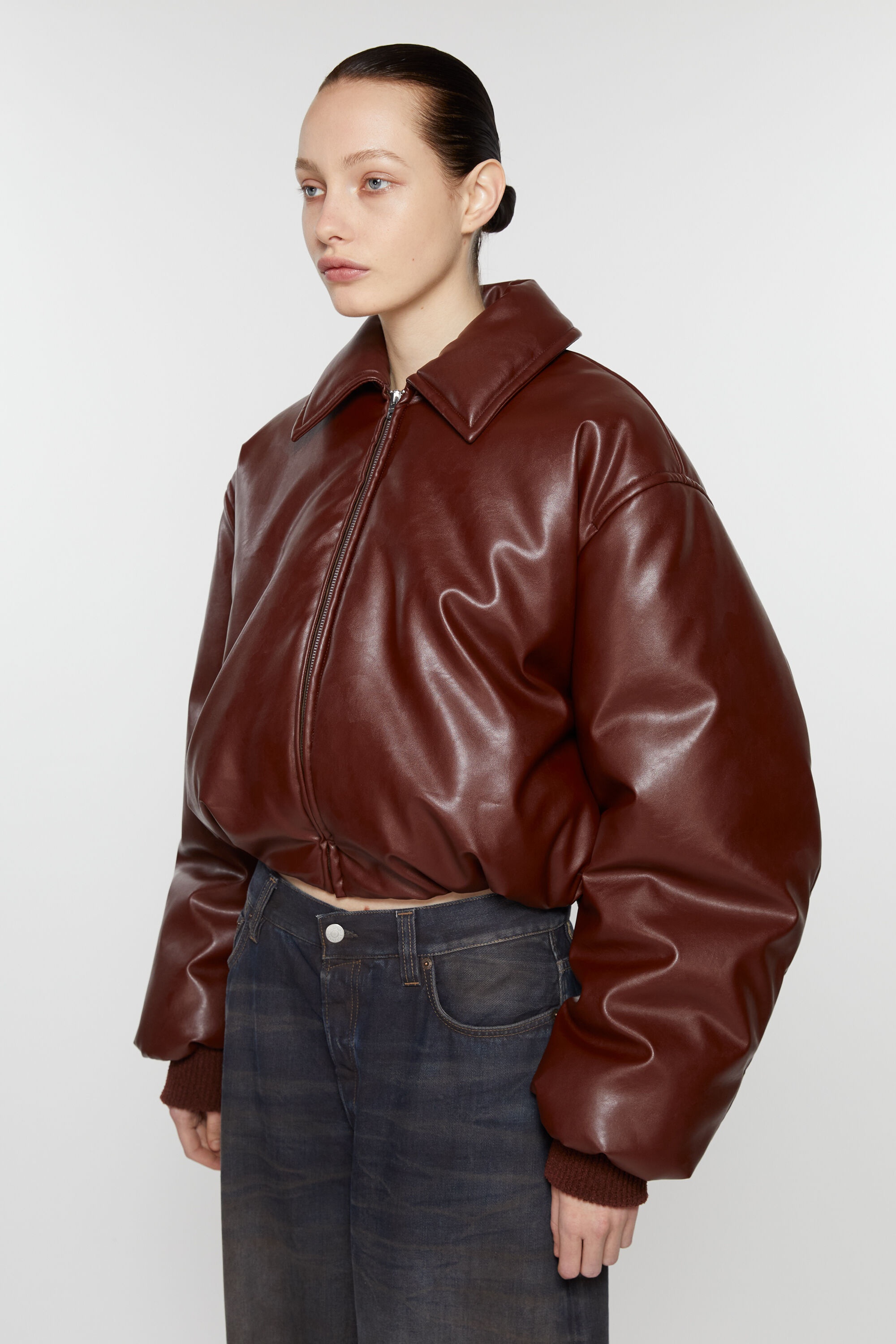 Coated bomber jacket - Dark burgundy - 3