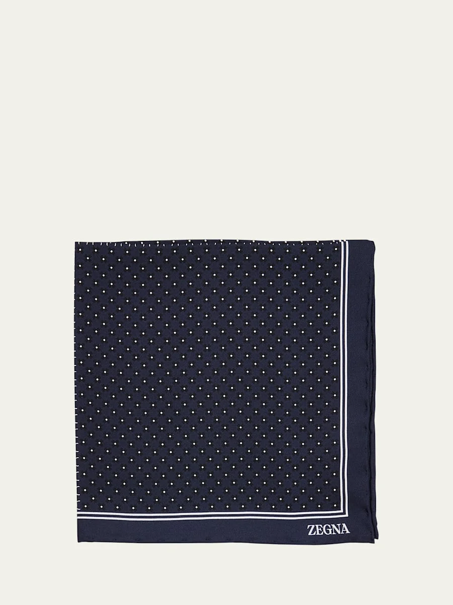 Men's Petite Geometric Floral Silk Pocket Square - 1