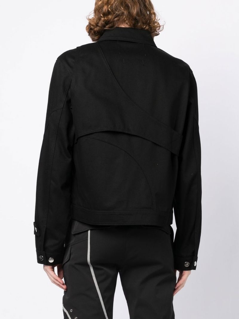 panelled button-up cotton jacket - 4