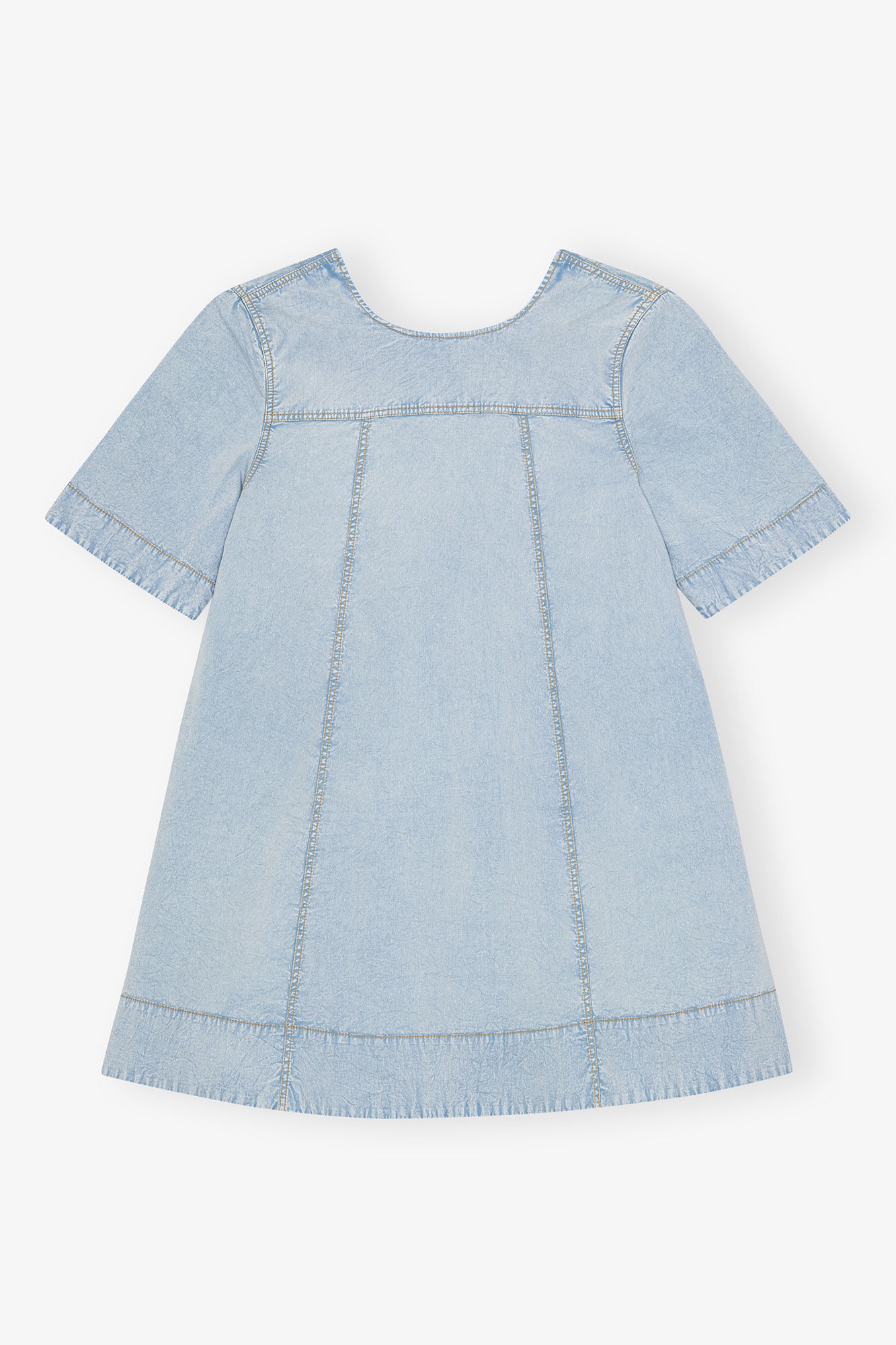 LIGHT BLUE A-LINE MINI DENIM DRESS - 1