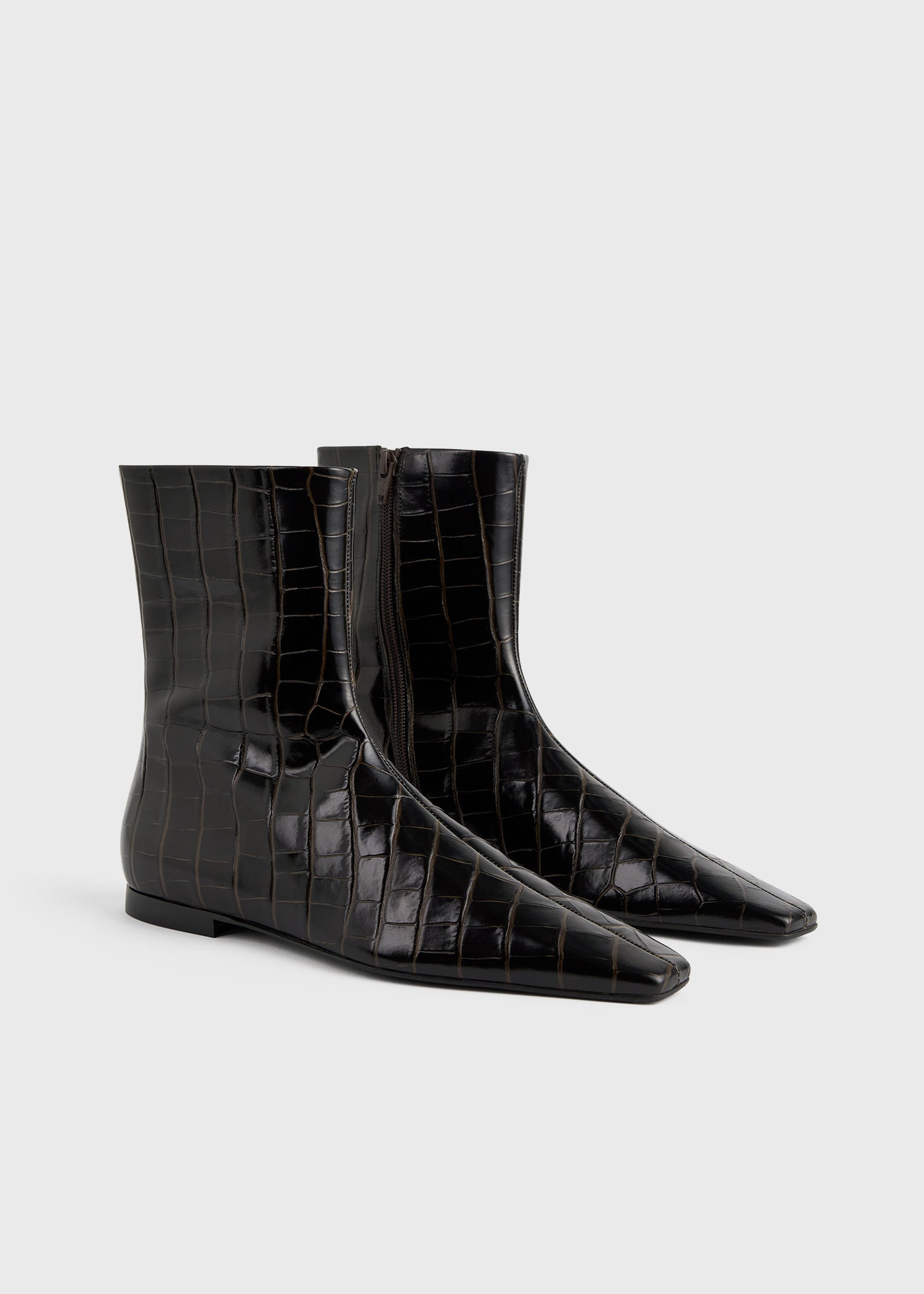 Zipped croco-embossed chelsea boots dark brown - 7