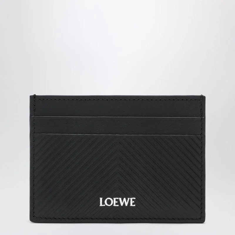Loewe Black Cardholder With Textured Chevron Motif Men - 1
