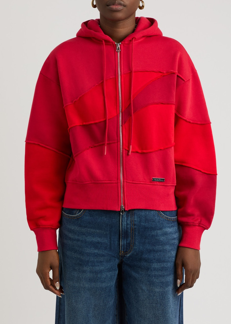 House of Sunny House OF Sunny Landscape Panelled Hooded Cotton-blend Sweatshirt outlook