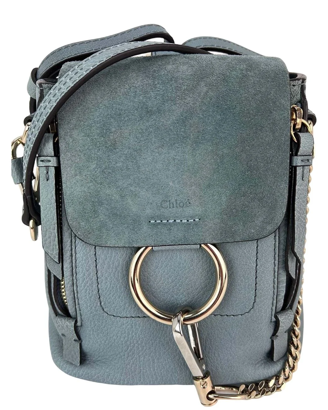 Chloé Blue Suede & Leather Faye Mini Backpack Bag (Authentic Pre-Loved) - 1