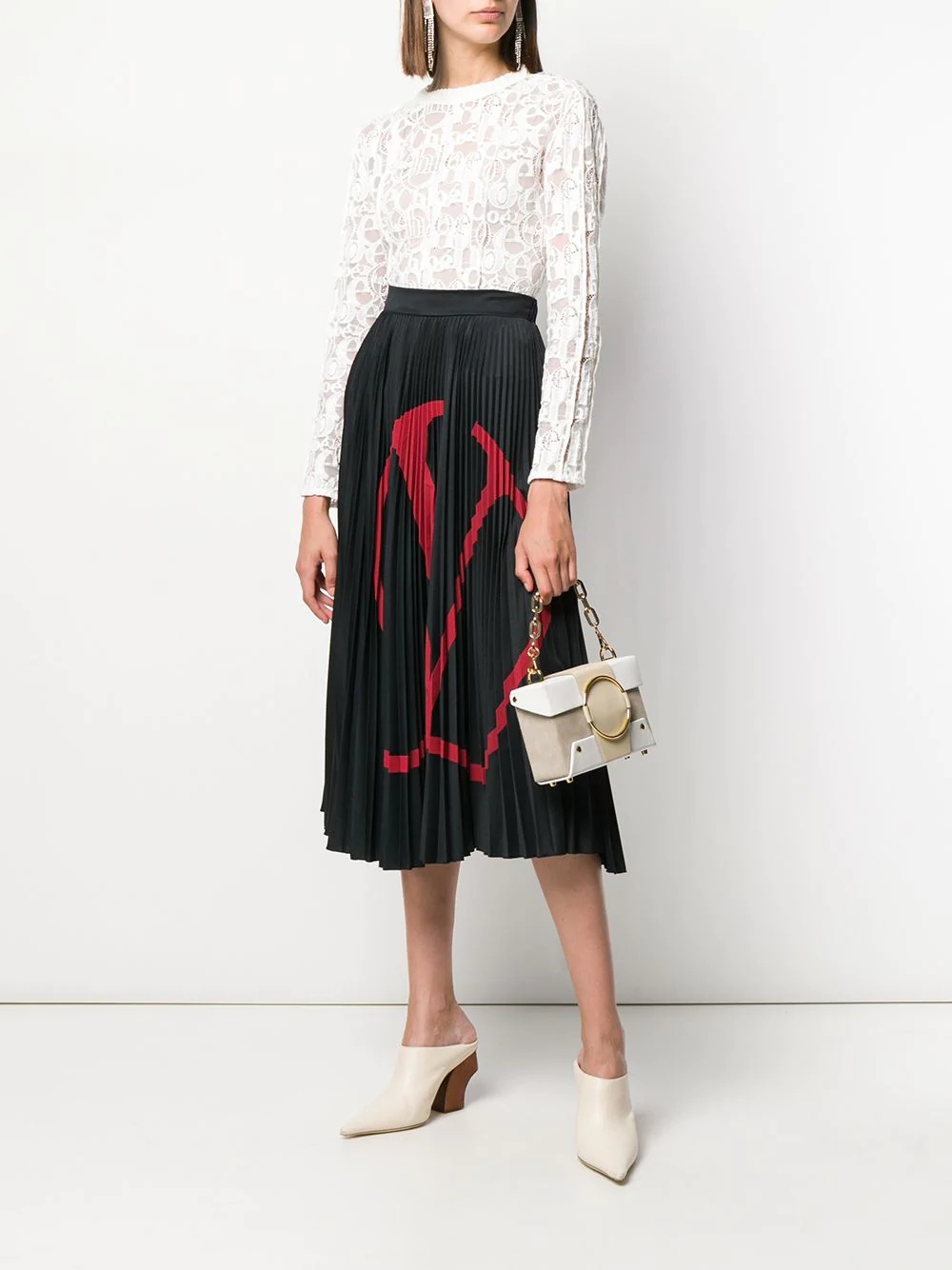 VLOGO print pleated skirt - 2