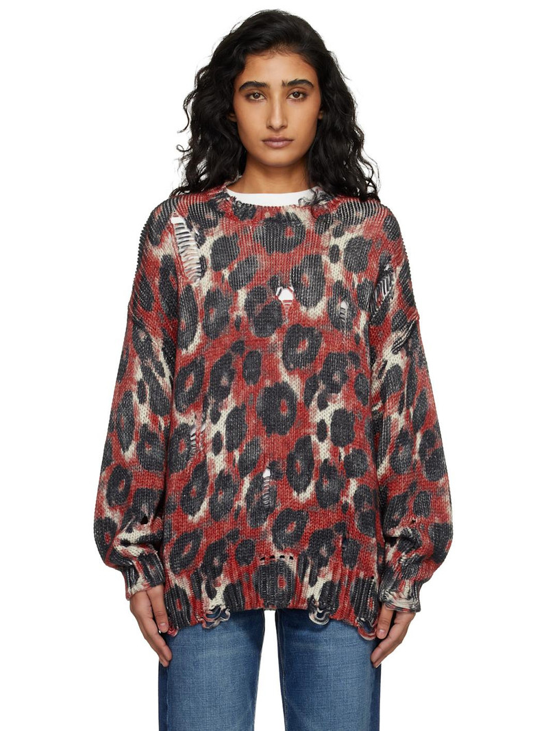 Red & Black Printed Oversized Sweater 1