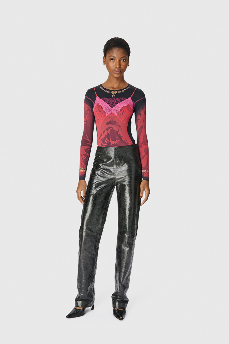 Marine Serre Wet Nuisette Printed Jersey Ls Crewneck Top outlook