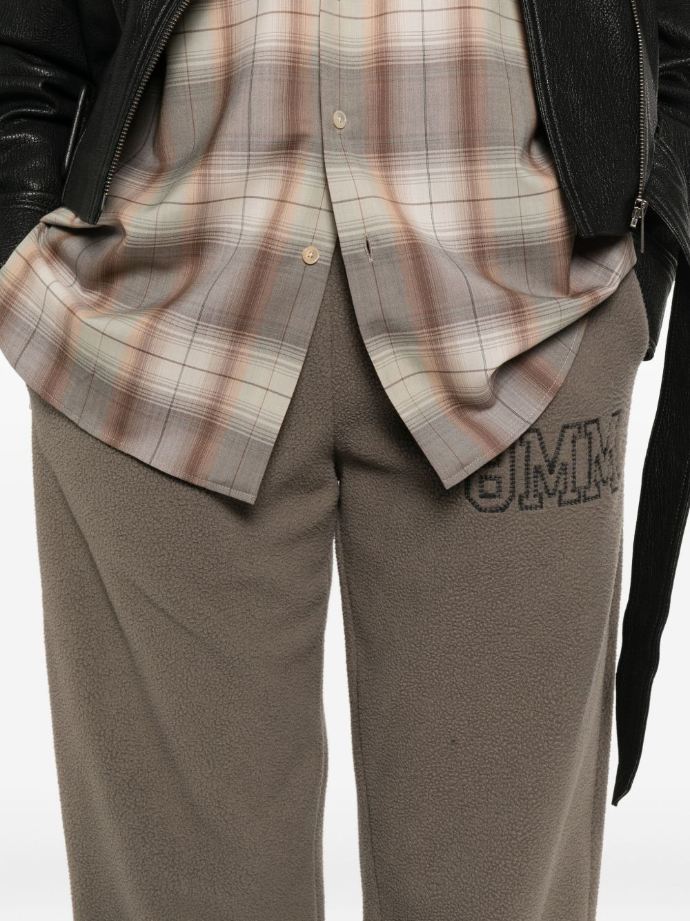 logo-embroidered fleece track pants - 5