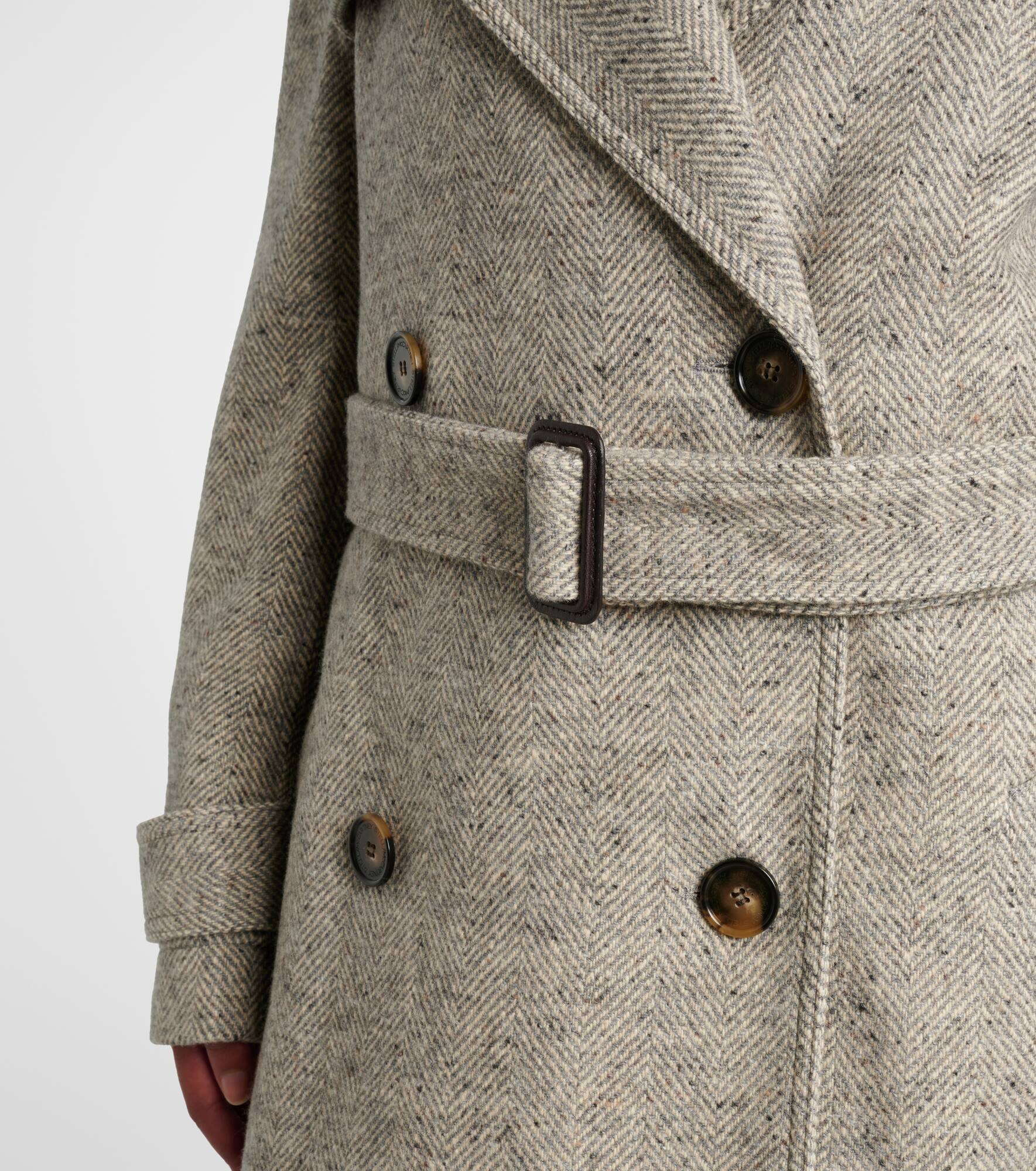 Herringbone wool and silk trench coat - 5
