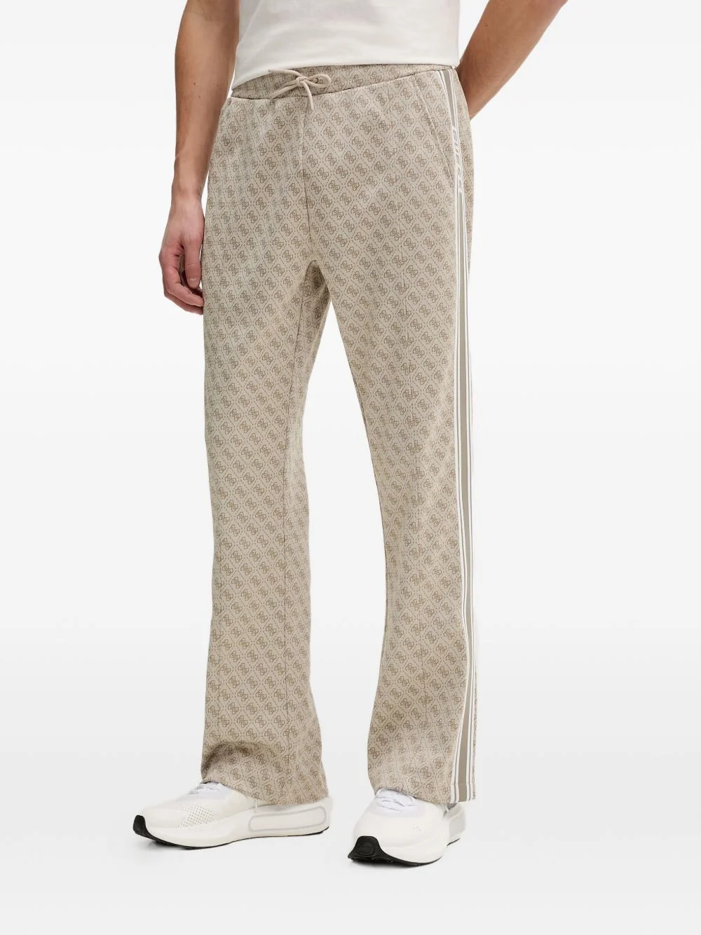 monogram-pattern side-stripe track pants - 1