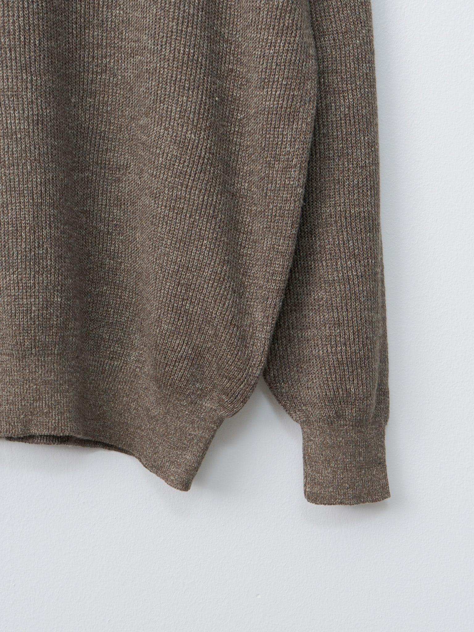 Linen/Cotton Ribstitch Crewneck Knit - Brown - 6