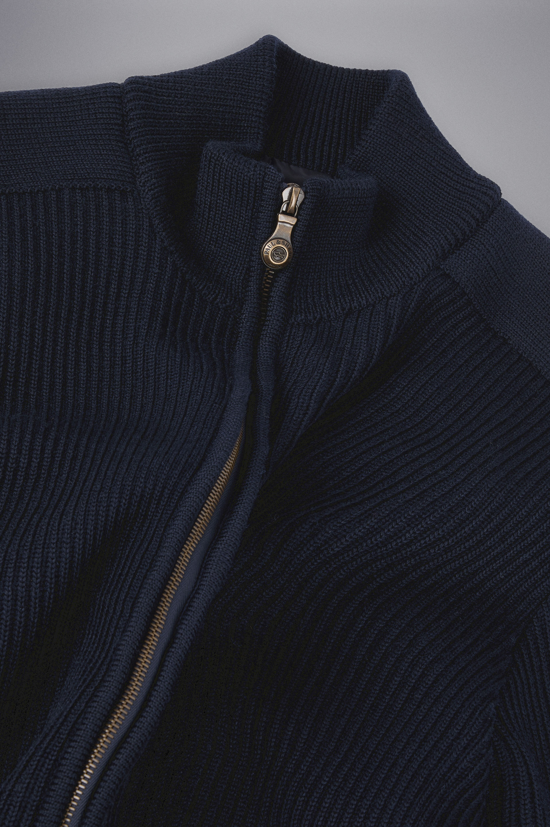 WOOL FULL ZIP SWEATER WITH ICONIC BADGE - 5