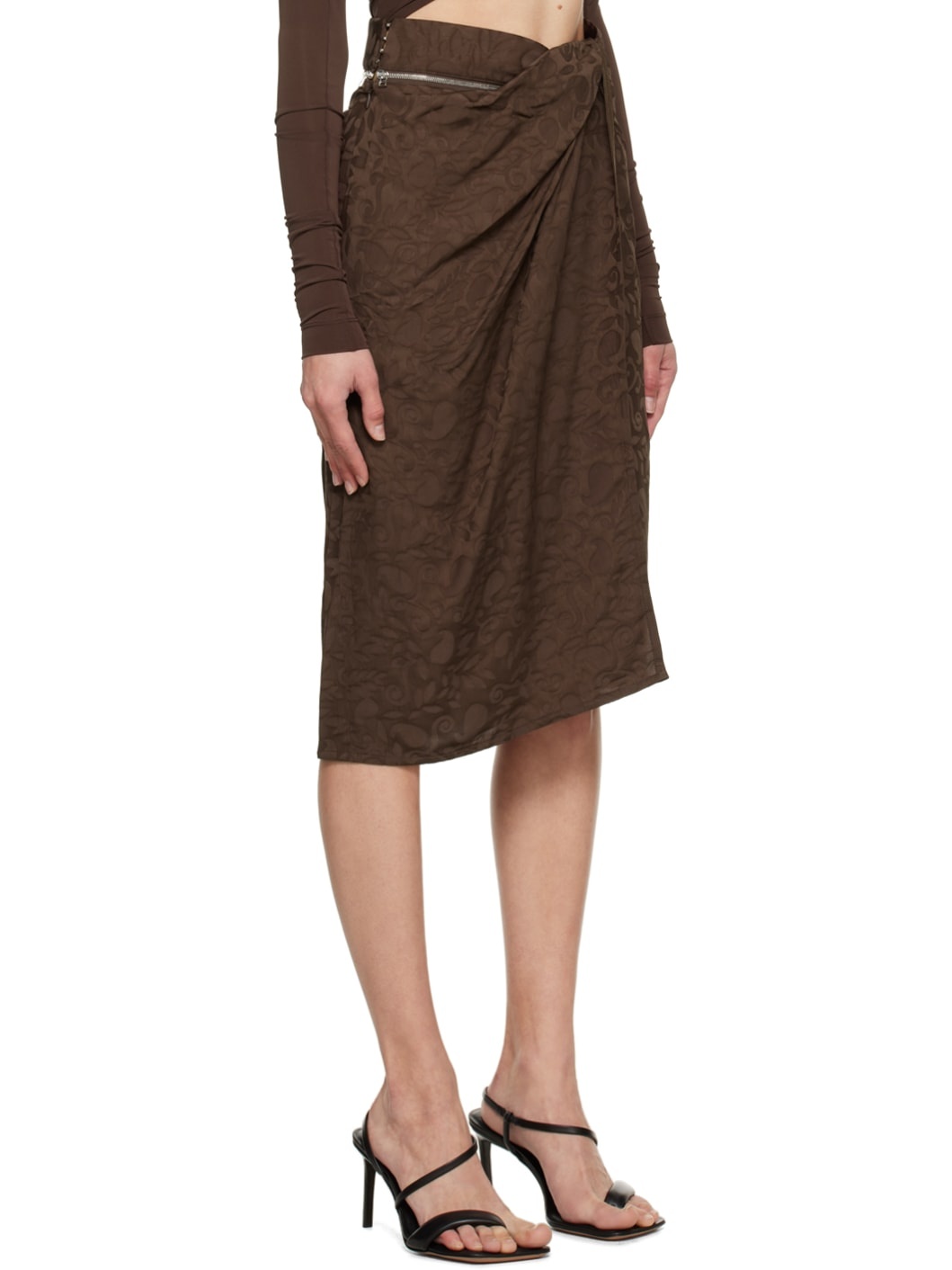 Brown Le Papier 'La Jupe Bodri' Midi Skirt - 2