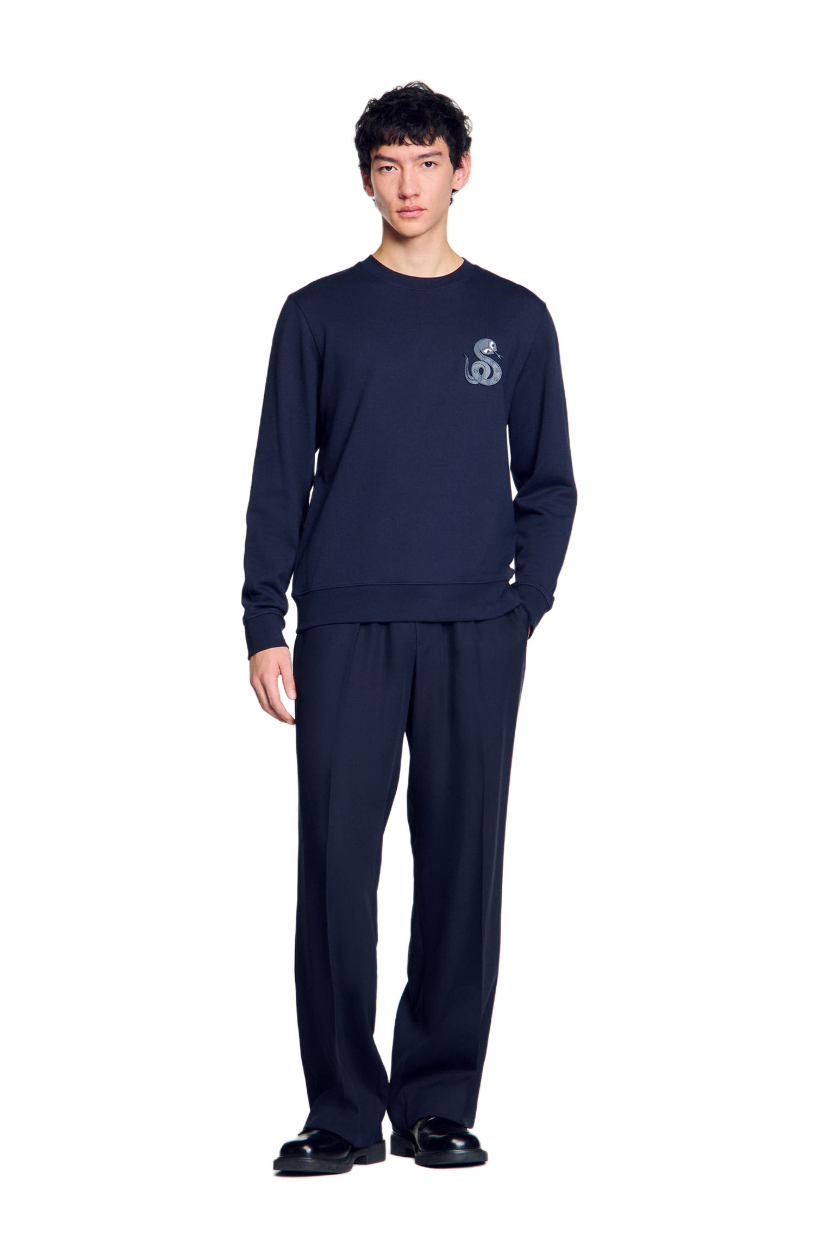 SANDRO Sweater with snake detail in Midnight Blue at Nordstrom - 6