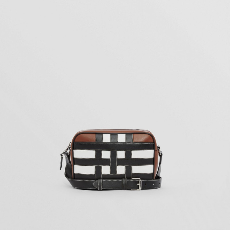 Check Intarsia Leather Crossbody Bag 10