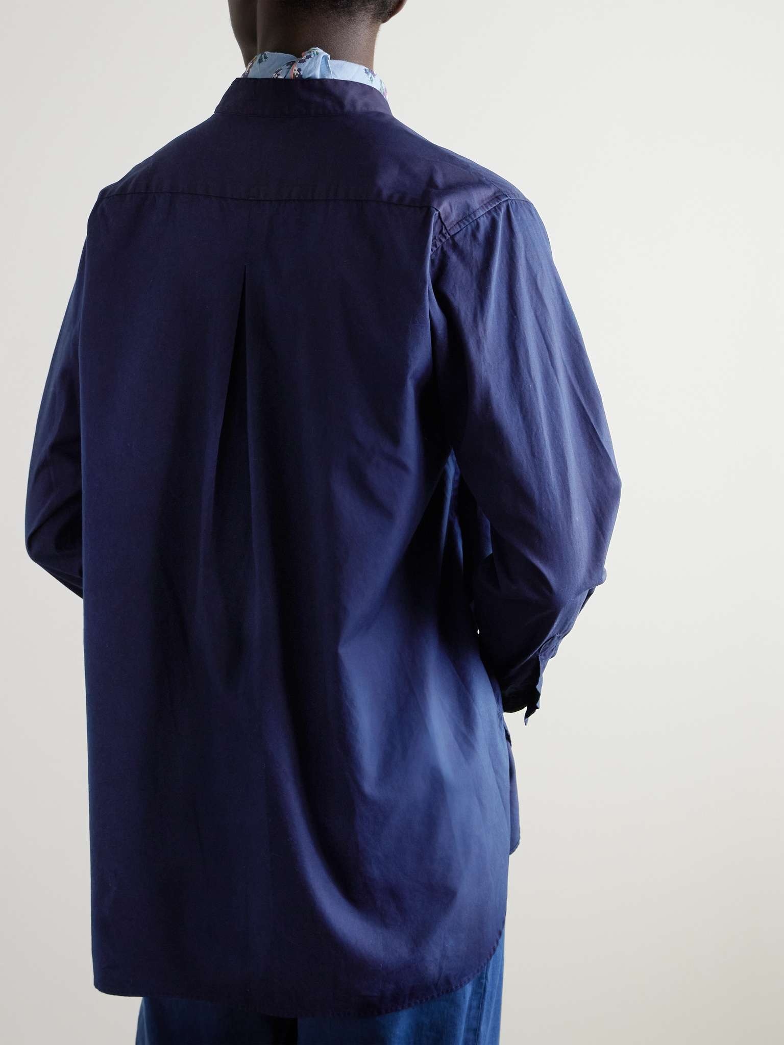 Oversized Grandad-Collar Indigo-Dyed Cotton Oxford Shirt - 3