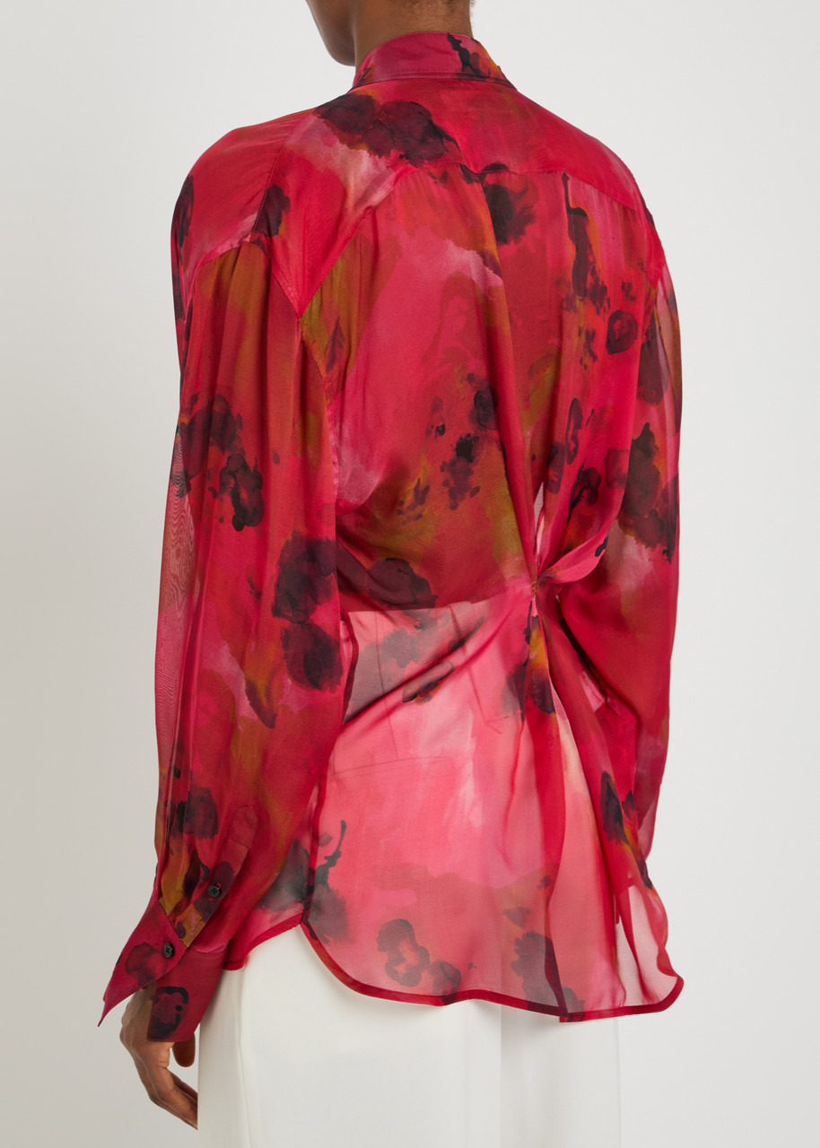 Victoria Beckham Draped Floral Silk-chiffon Blouse - 3