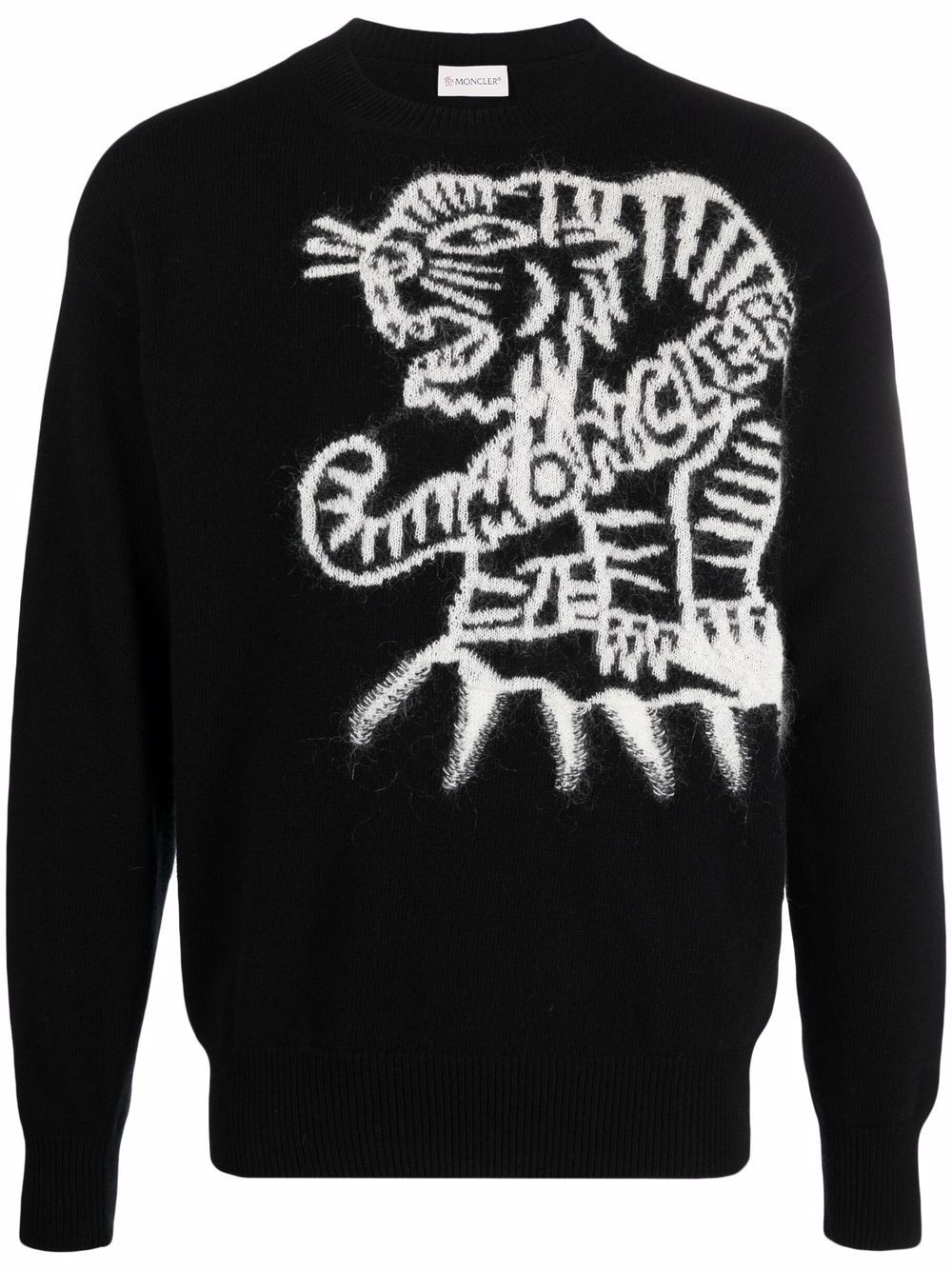 tiger-intarsia crew neck jumper - 1