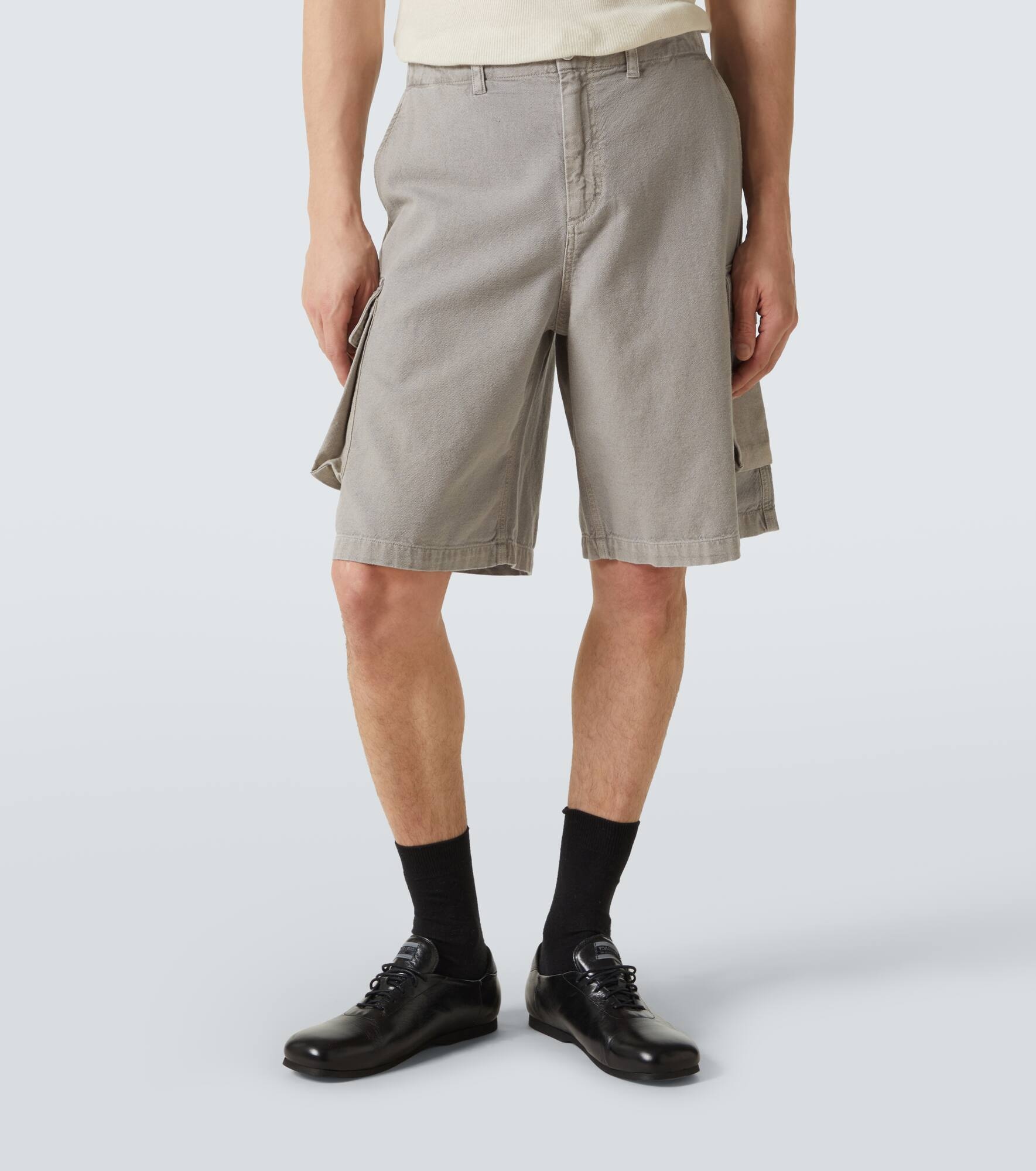 Mount cotton and hemp canvas cargo shorts - 3