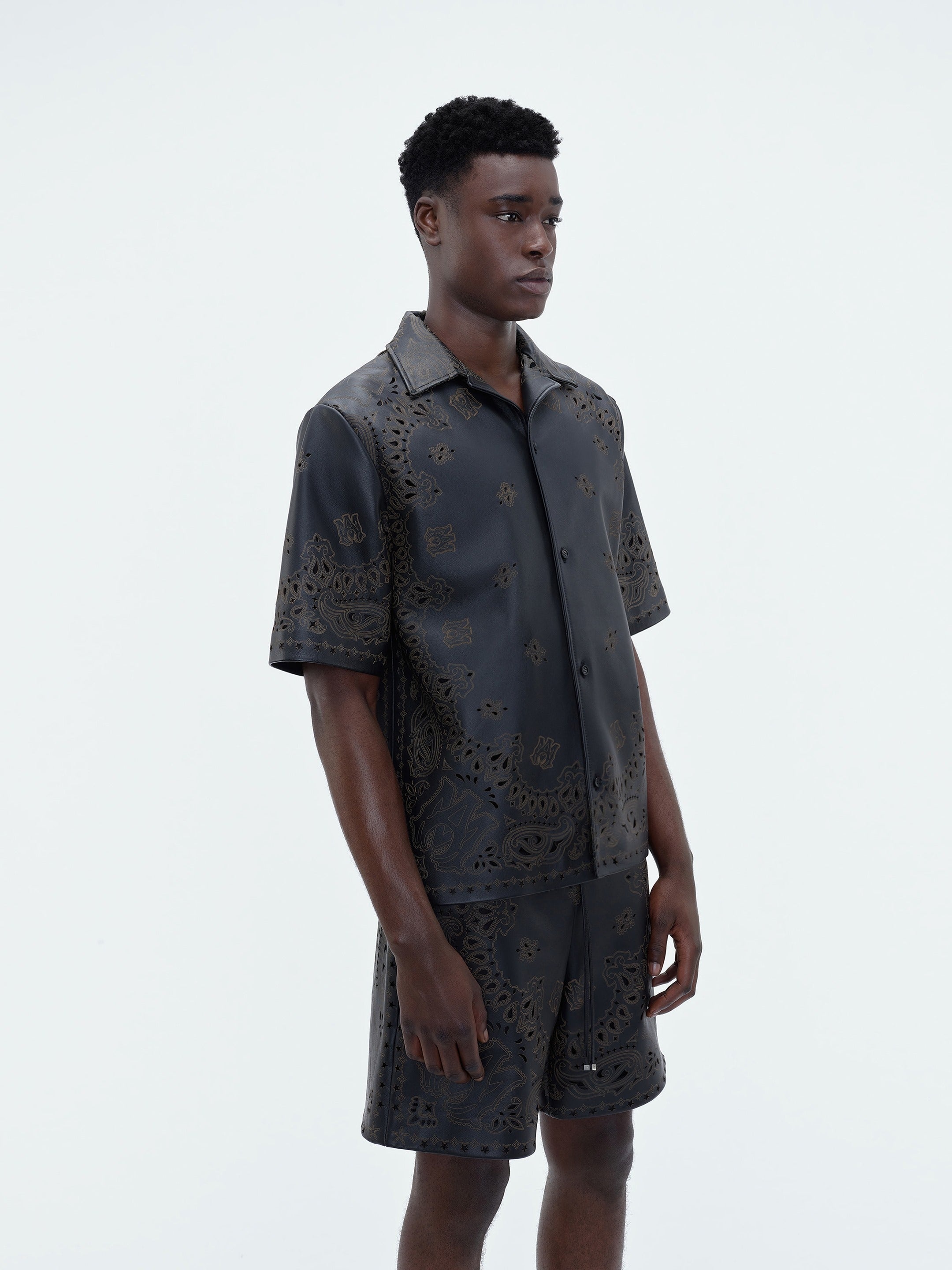 LEATHER BANDANA SHORT SLEEVE SHIRT - 4