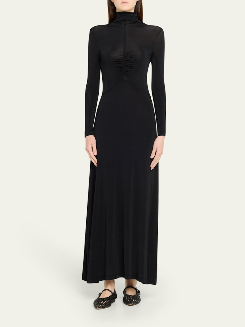 ULLA JOHNSON Koa Ruched Jersey Turtleneck Maxi Dress outlook