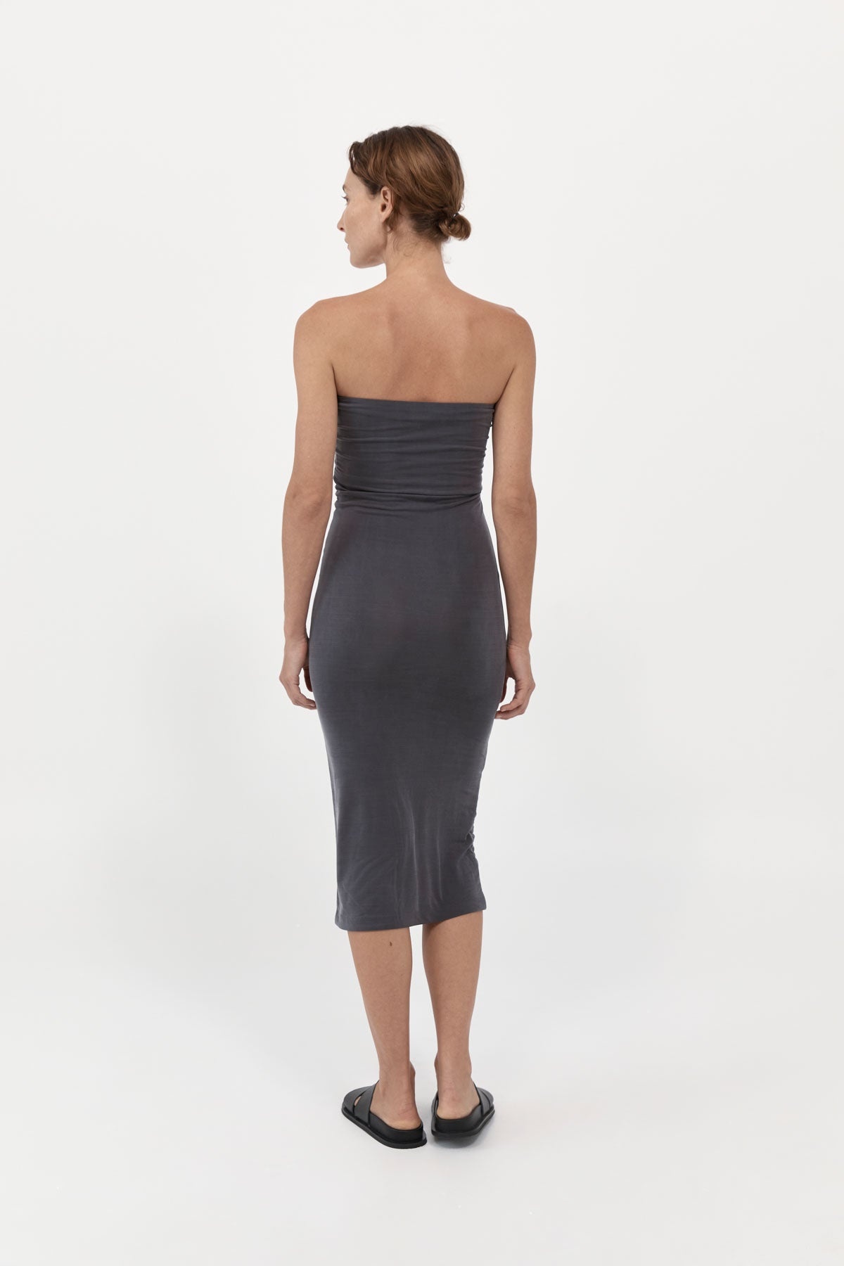 Strapless Jersey Midi Dress - Graphite - 4