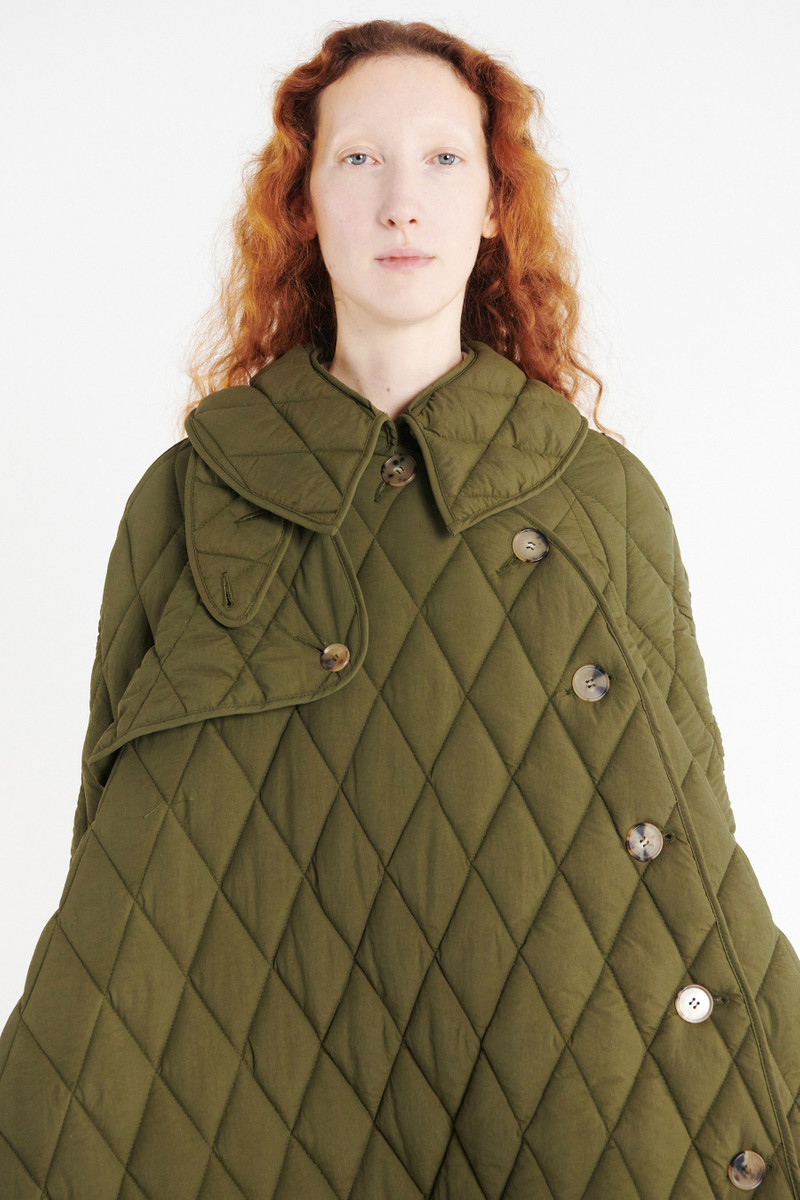 LONG QUILTED TRENCH DARK KHAKI GREEN 7
