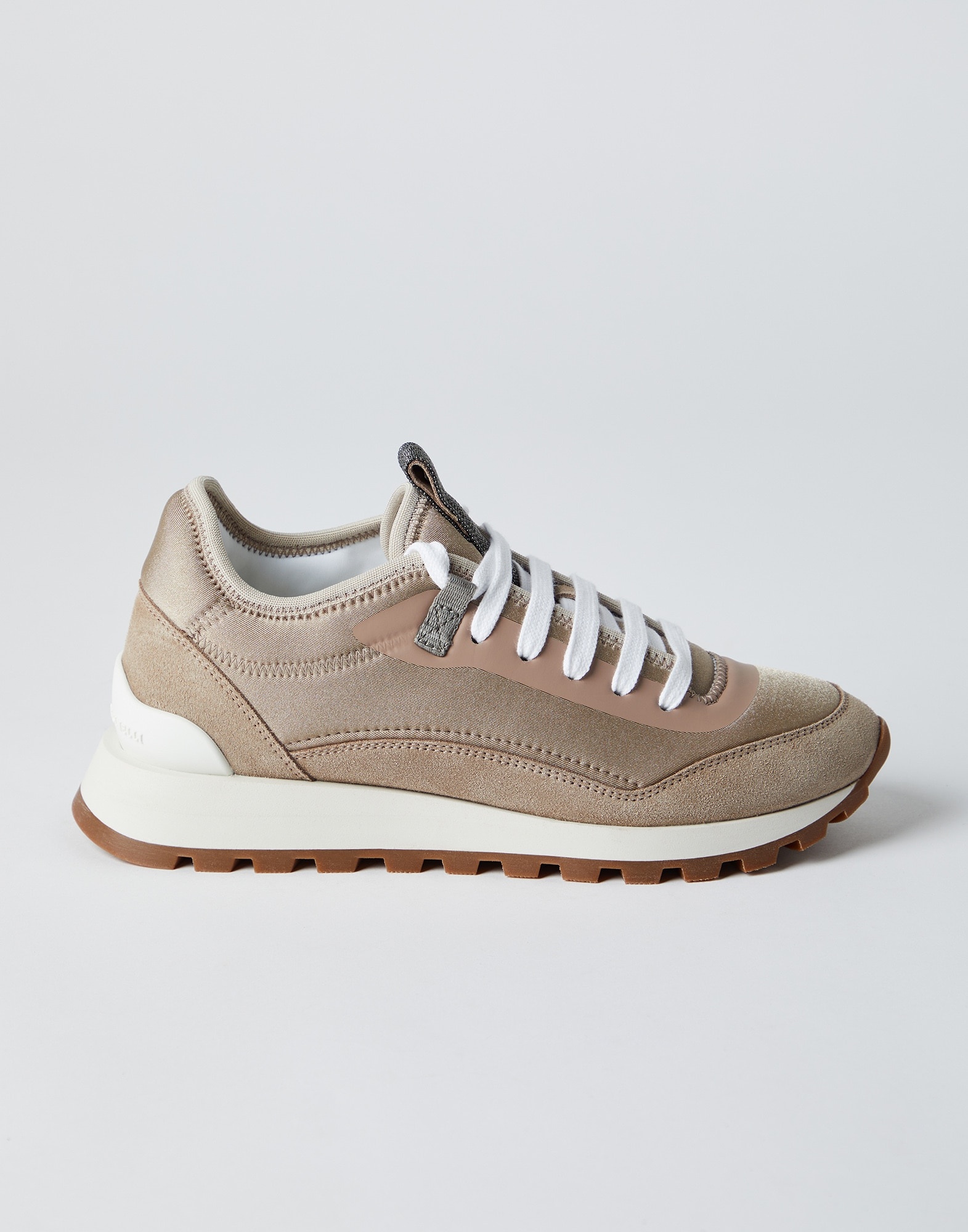Suede and techno fabric runners with precious tongue - 1
