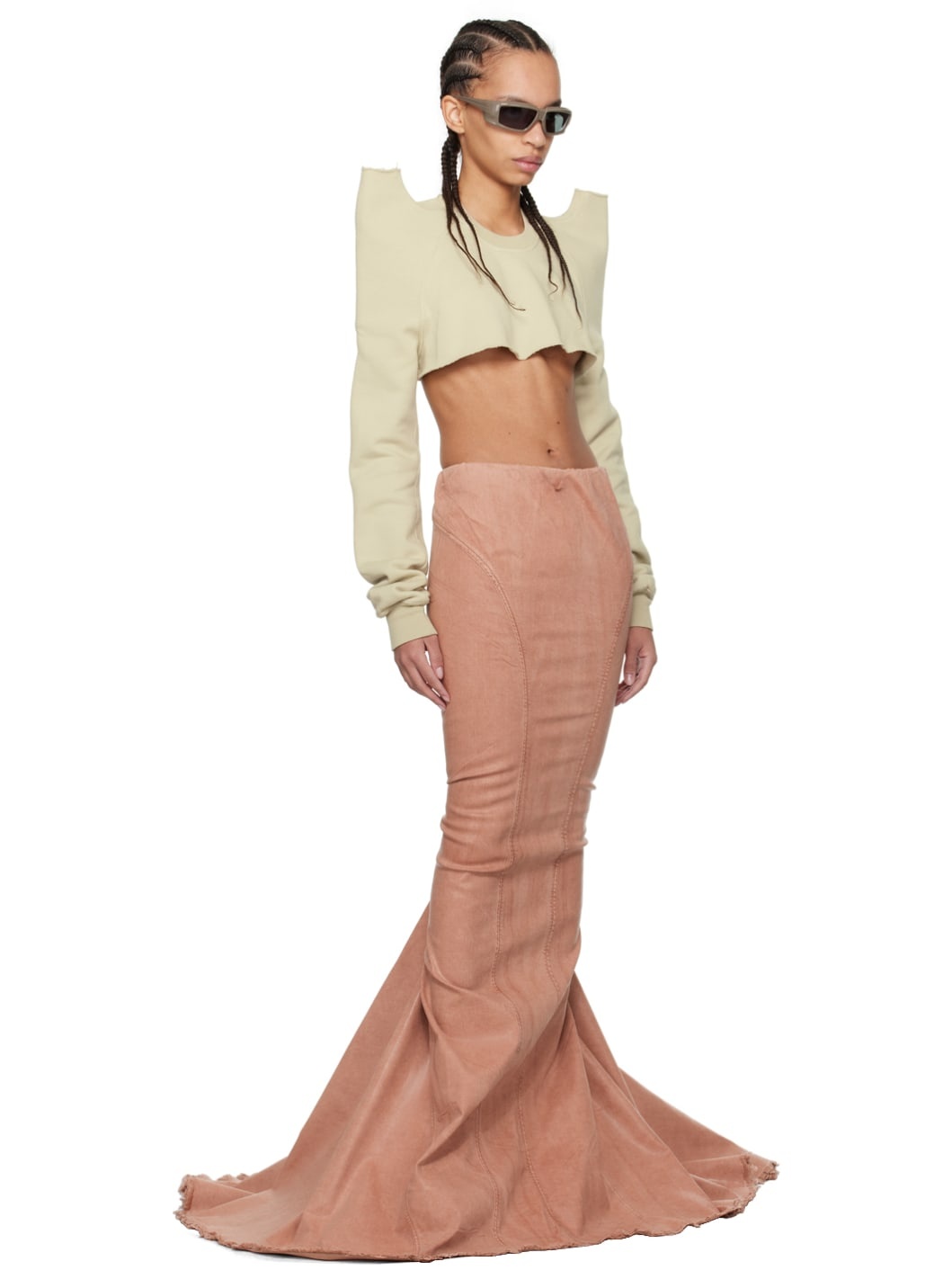 Pink Al Pillar Denim Maxi Skirt - 4