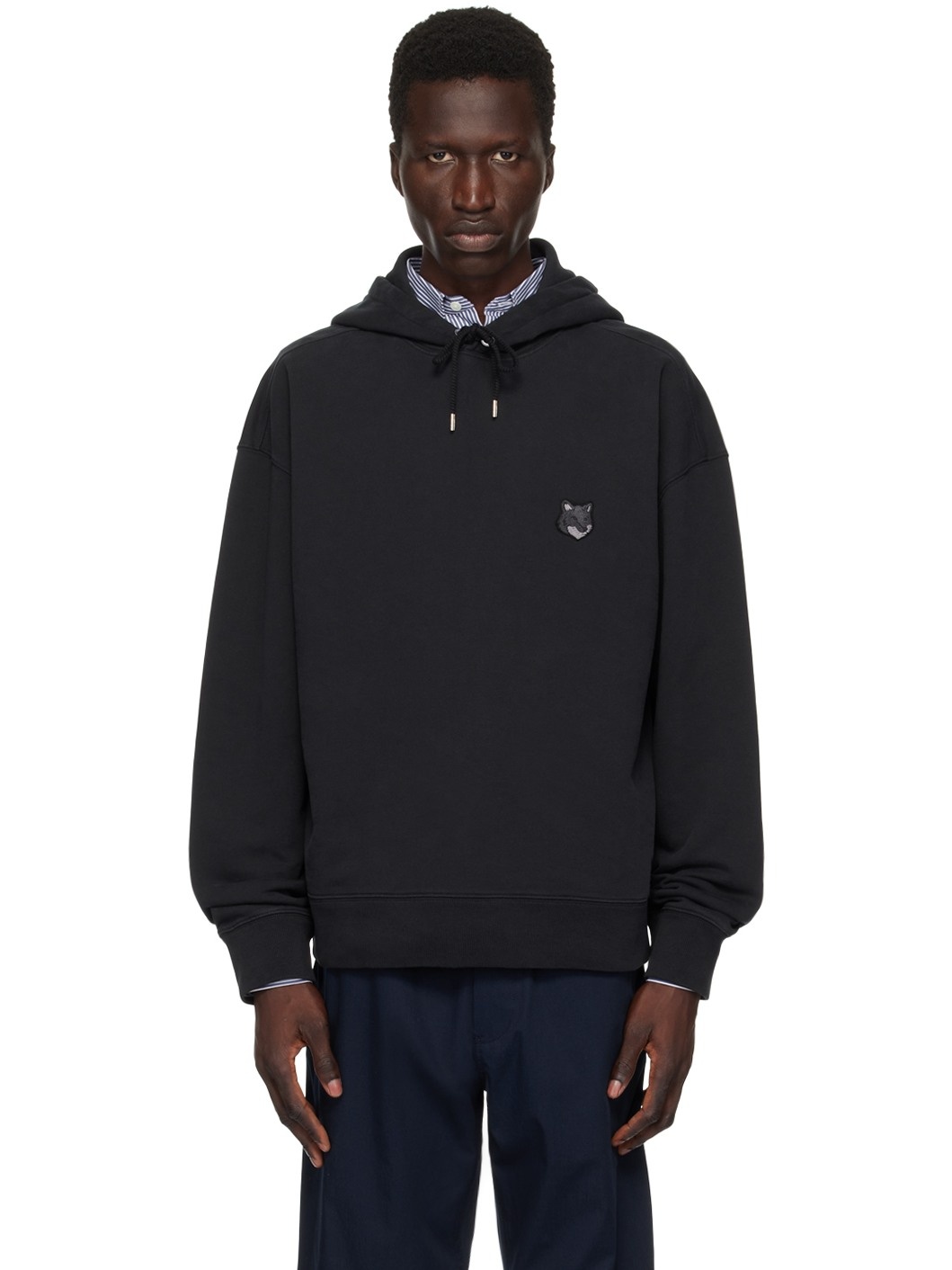 Black Bold Fox Head Hoodie - 1