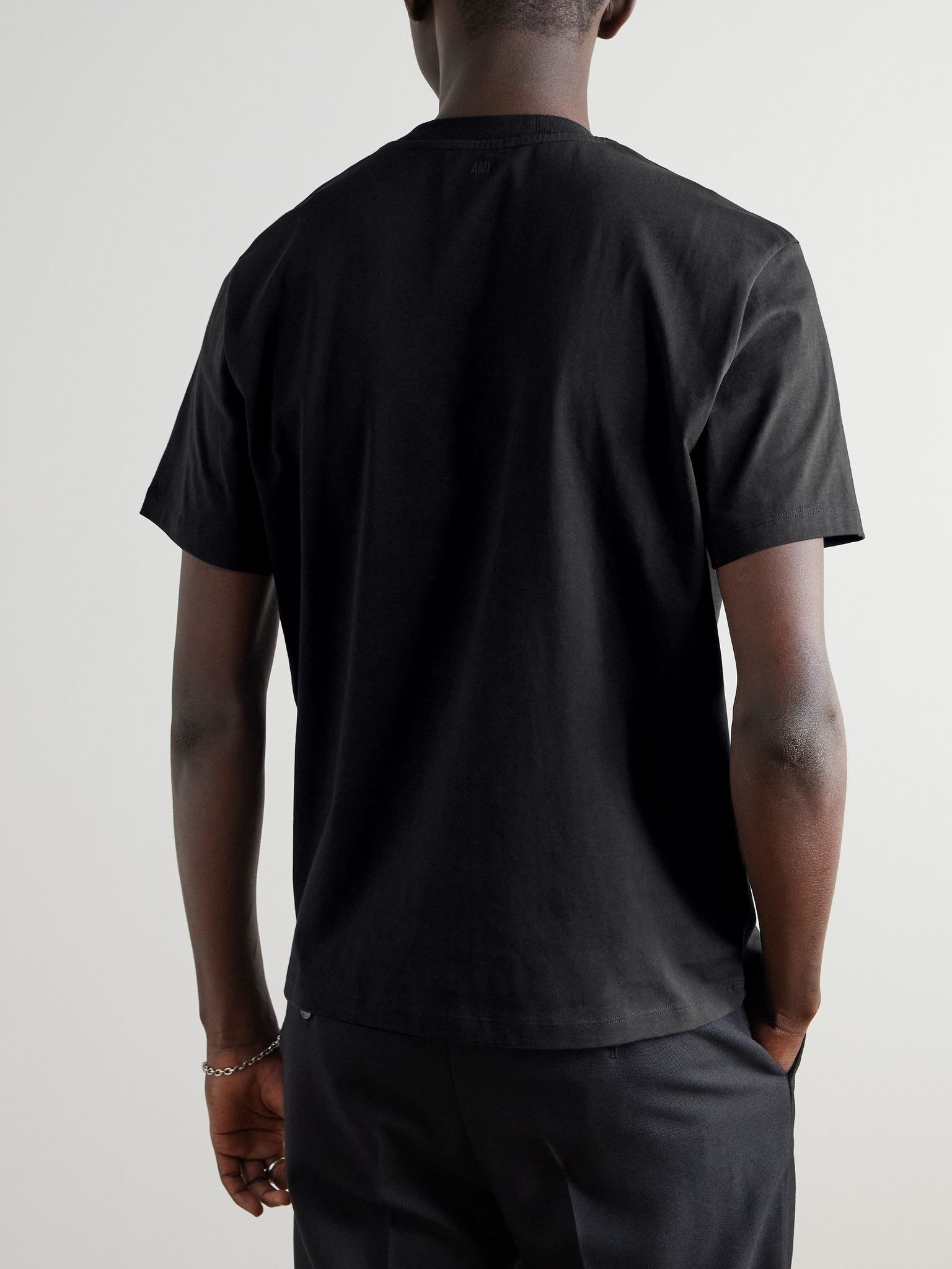 Logo-Embroidered Stretch Organic Cotton-Jersey T-Shirt Black - 4