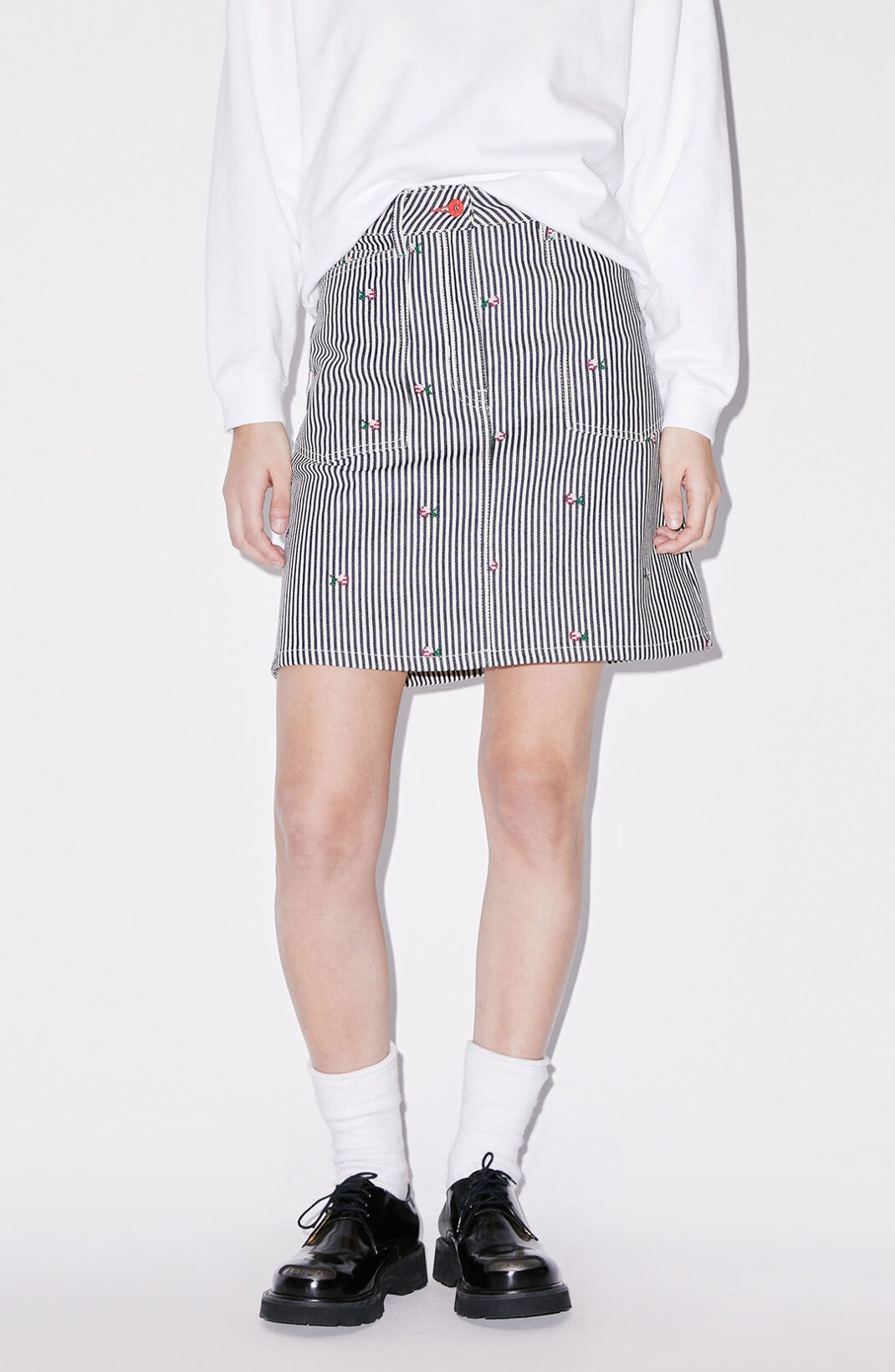 'KENZO Pixel' striped denim mini skirt - 3