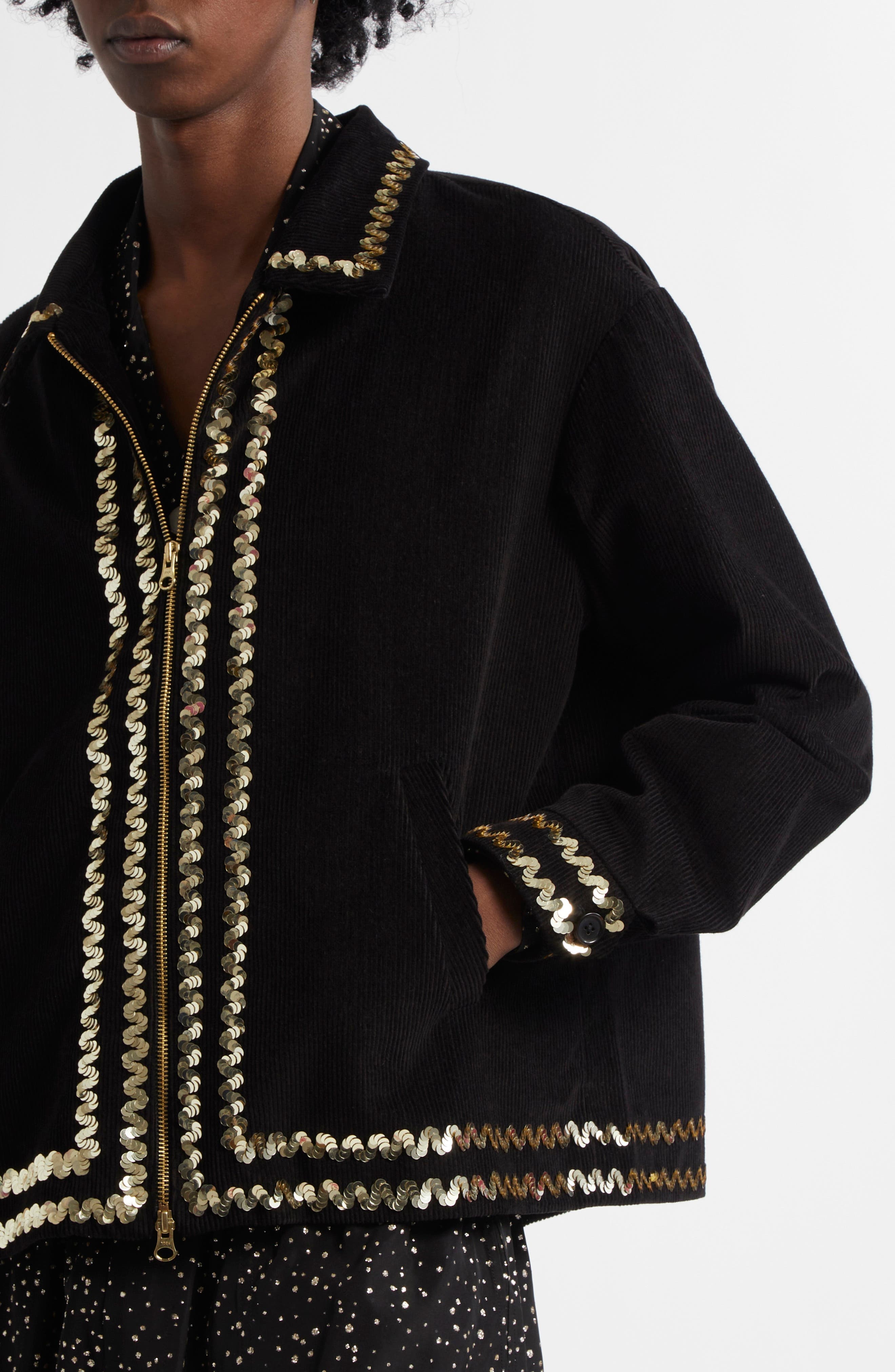 Bode Bandstand Cotton Corduroy Jacket in Black Multi at Nordstrom - 5