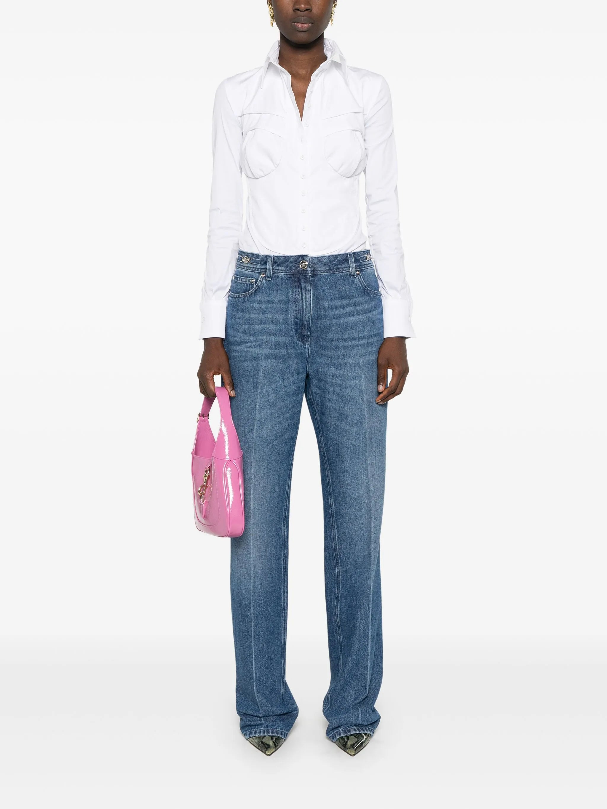 logo-plaque straight-leg jeans - 3