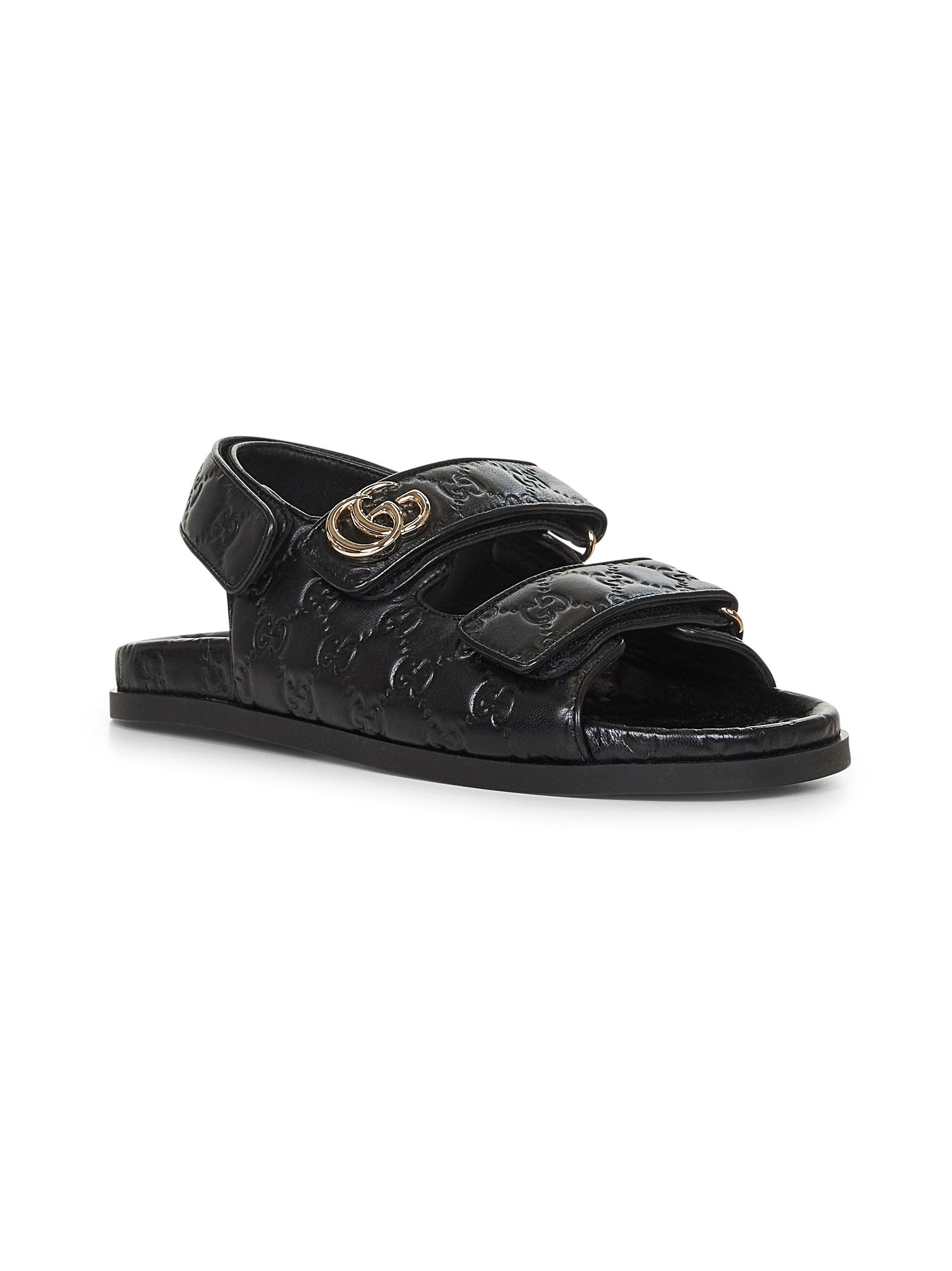 Gucci Women Black Gg Leather Sandals - 2