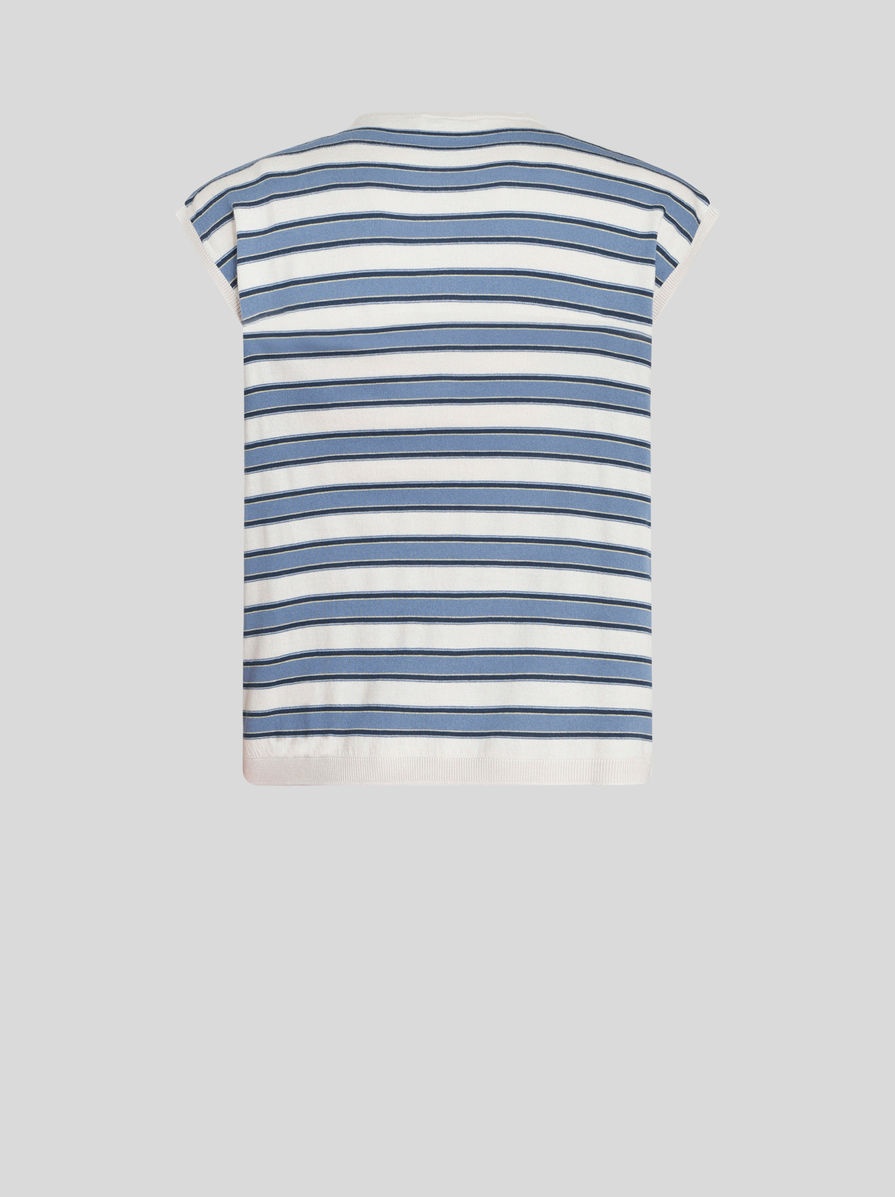 STRIPED KNIT SLEEVELESS SWEATER - 2