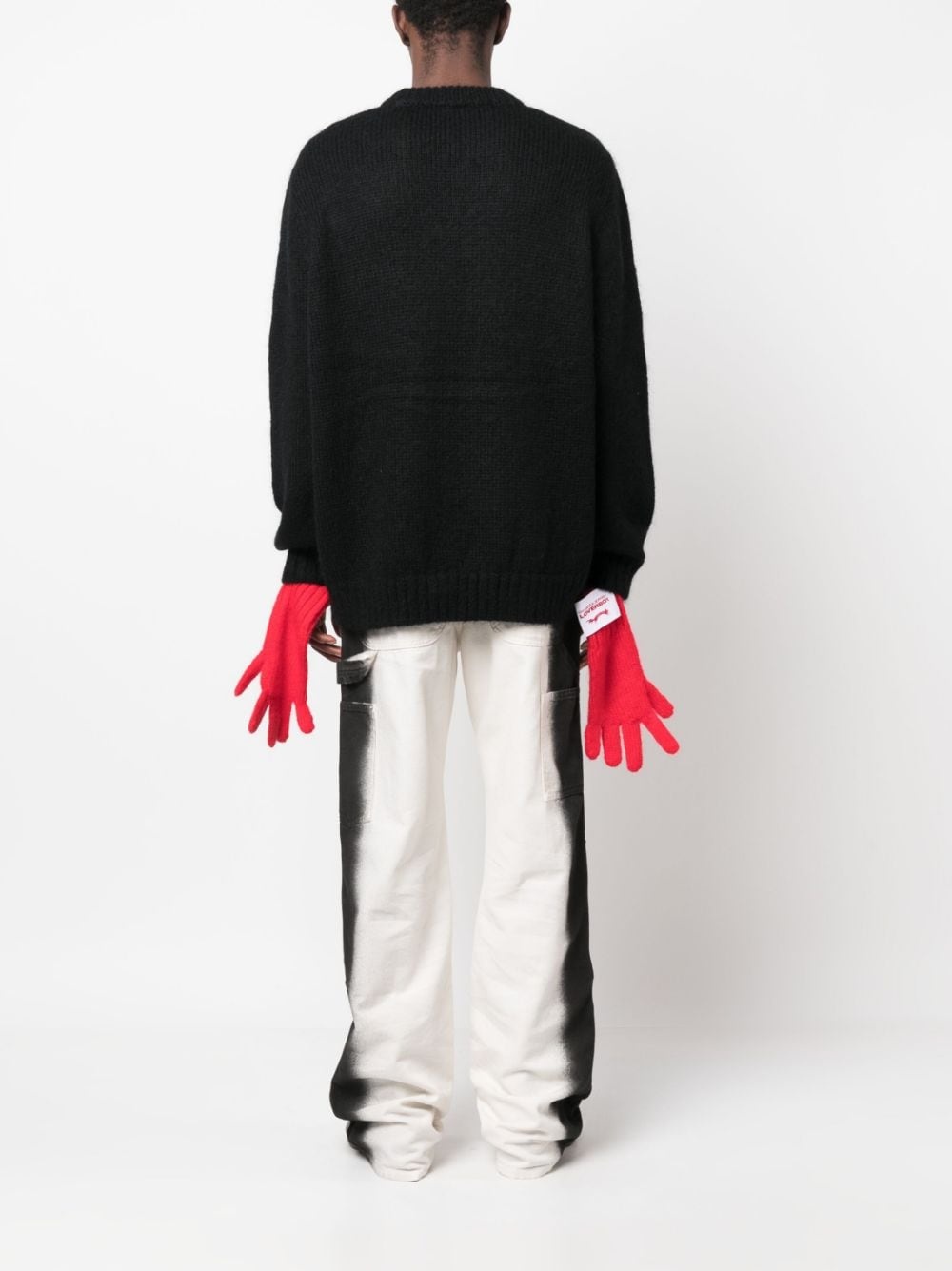 glove-sleeves waffle-knit jumper - 5