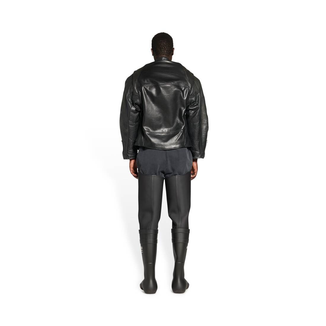 Upcycled Biker Jacket in Black - 4