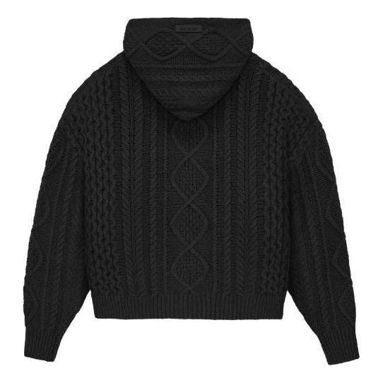 Fear of God Essentials FW23 Cable Knit Hoodie 'Jet Black' 192BT234390F - 2