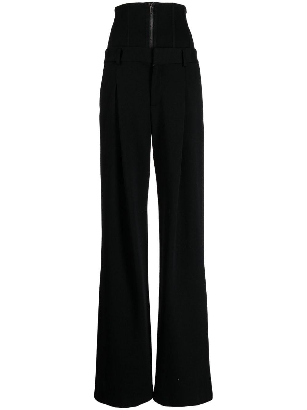 high-waisted flared cotton trousers - 1