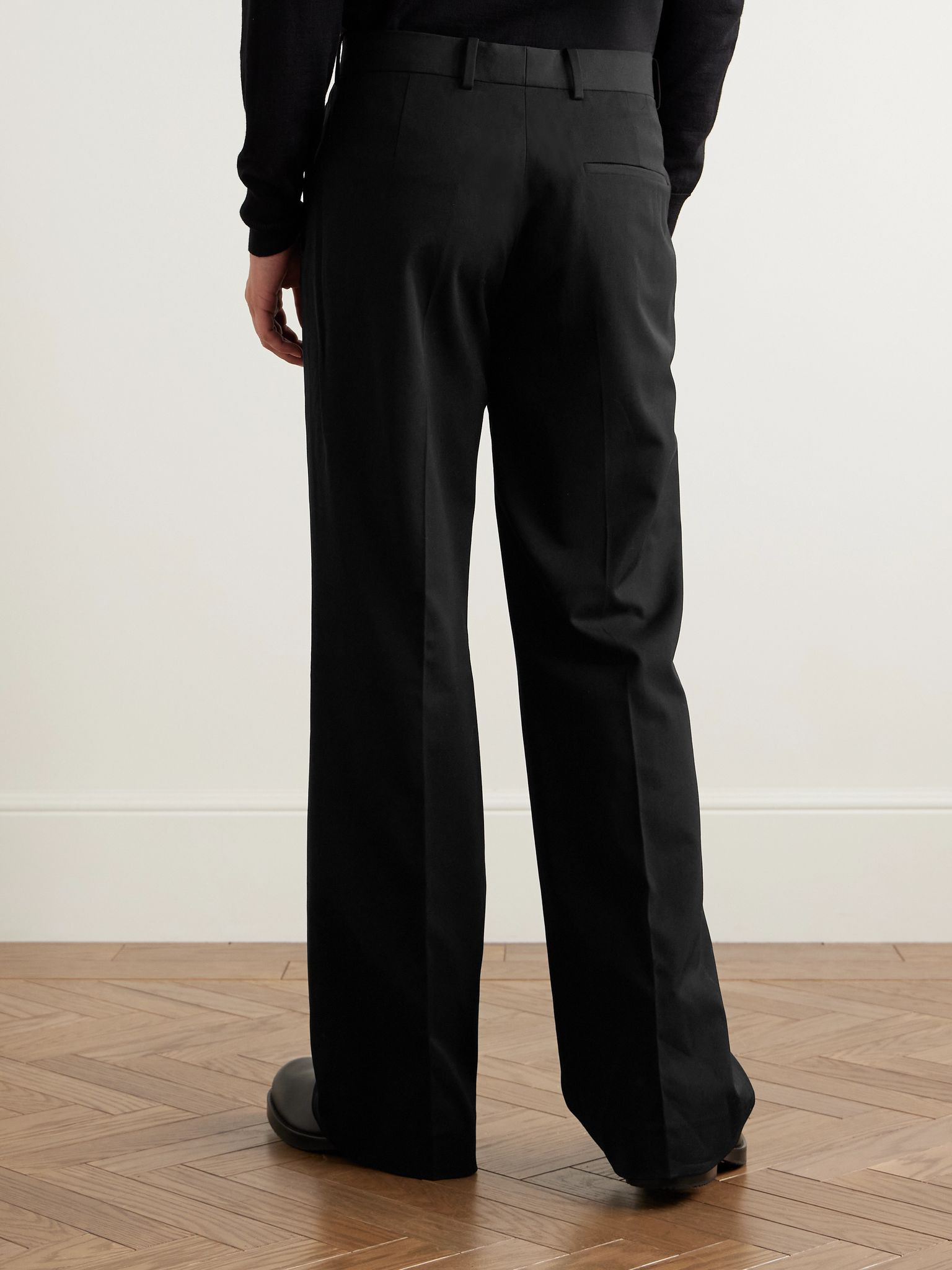 Flared Woven Trousers Black - 4