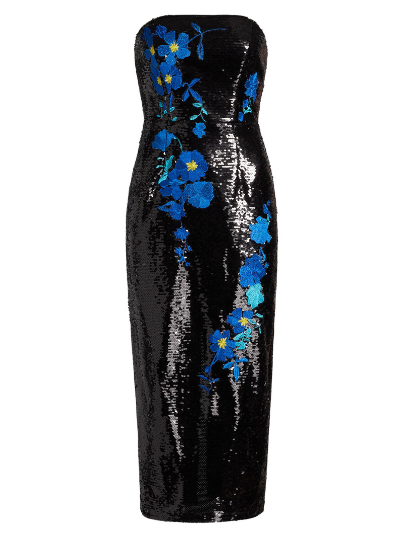 Women's Kait Vines of Floral Sequin Dress - Black Blue 1