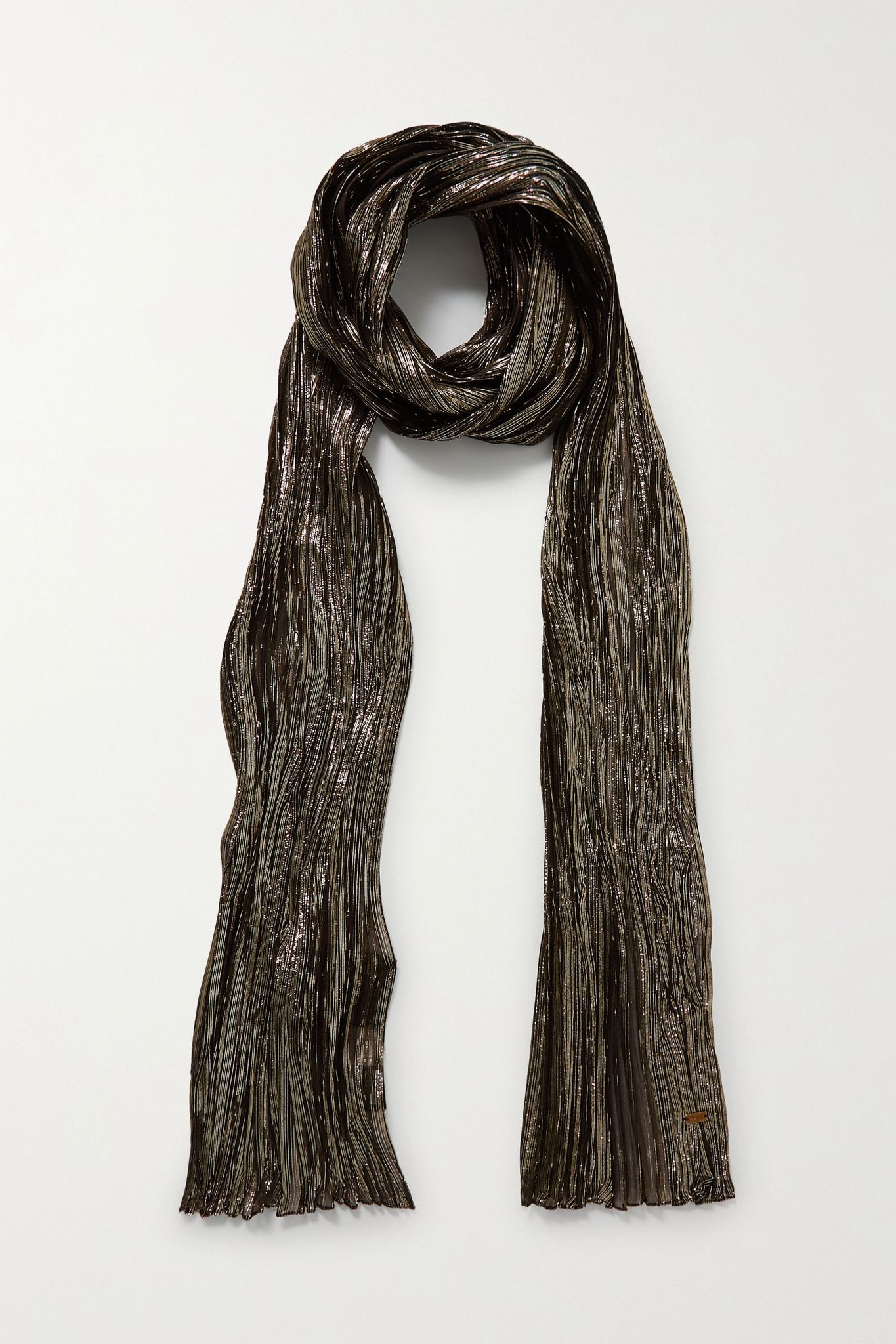 Metallic plissé silk-blend scarf - 1