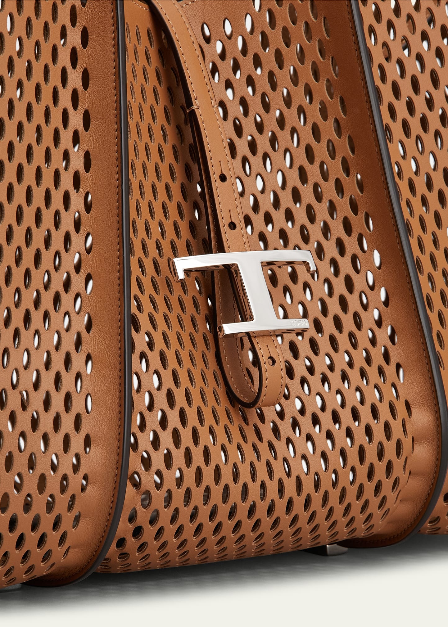 Medium Laser-Cut Leather Shopping Tote Bag - 3