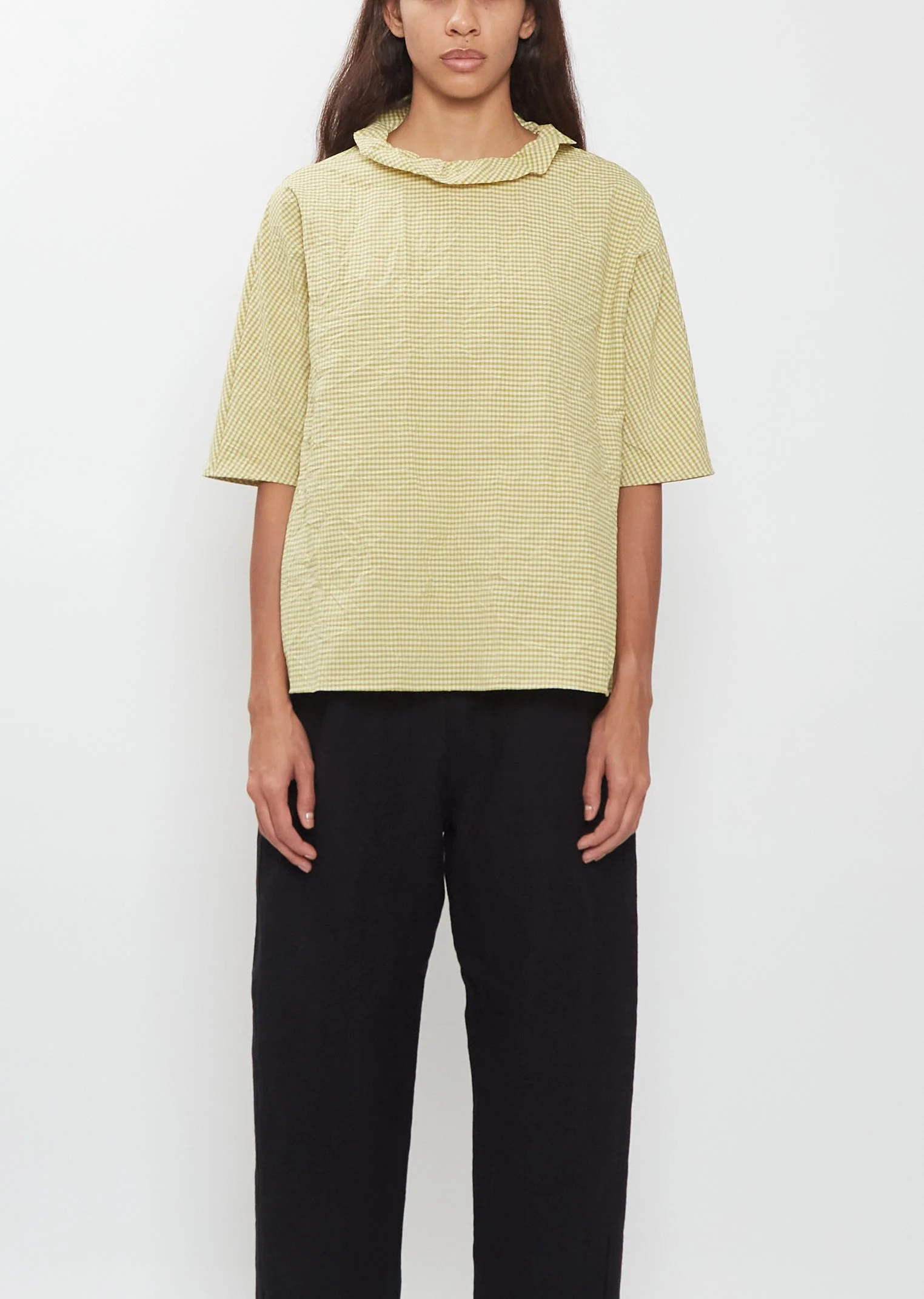 Tech Cotton Ruffle Trim Top — Kiwi - 1