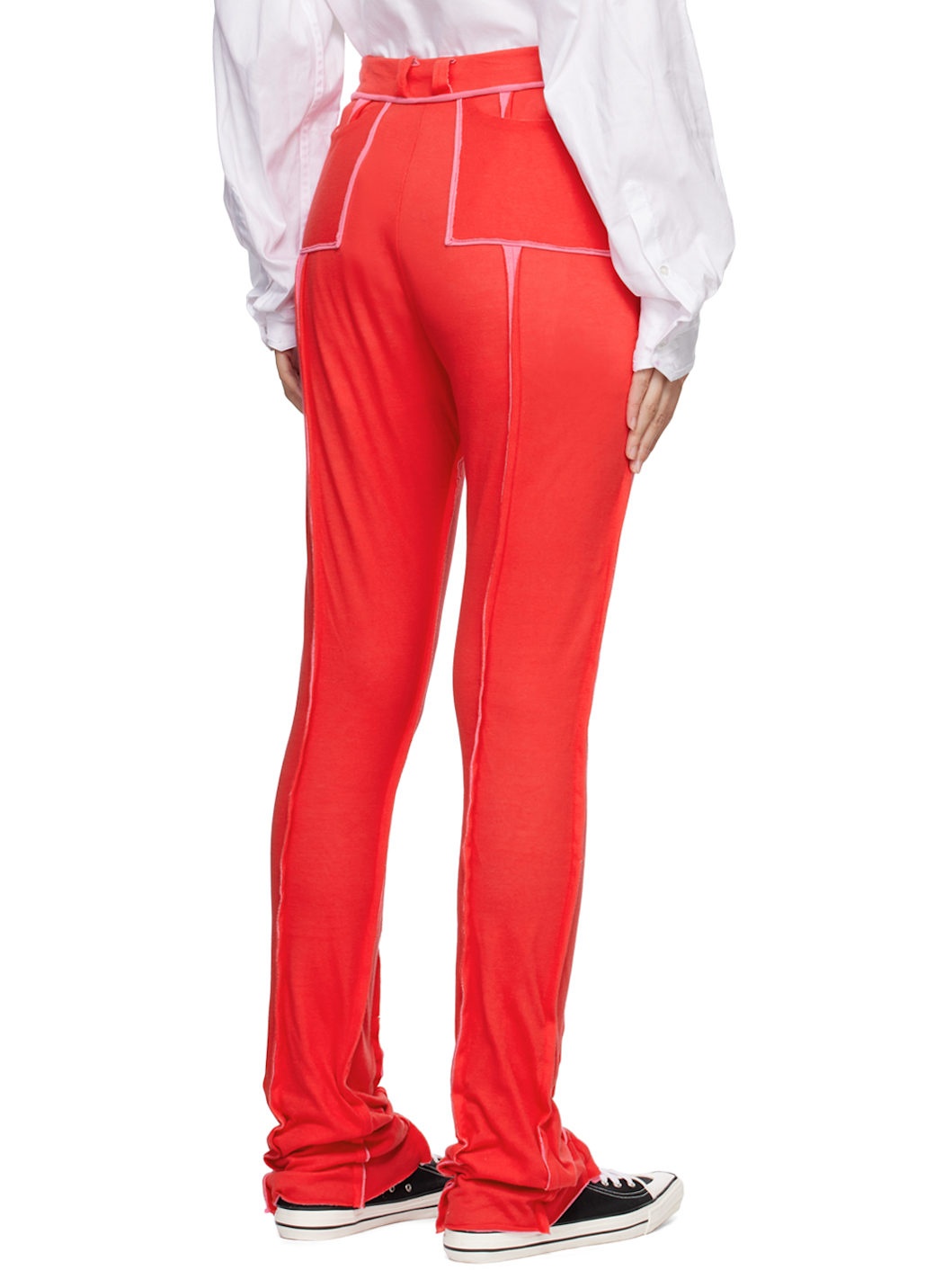 Red & Pink Raw Edge Lounge Pants - 3