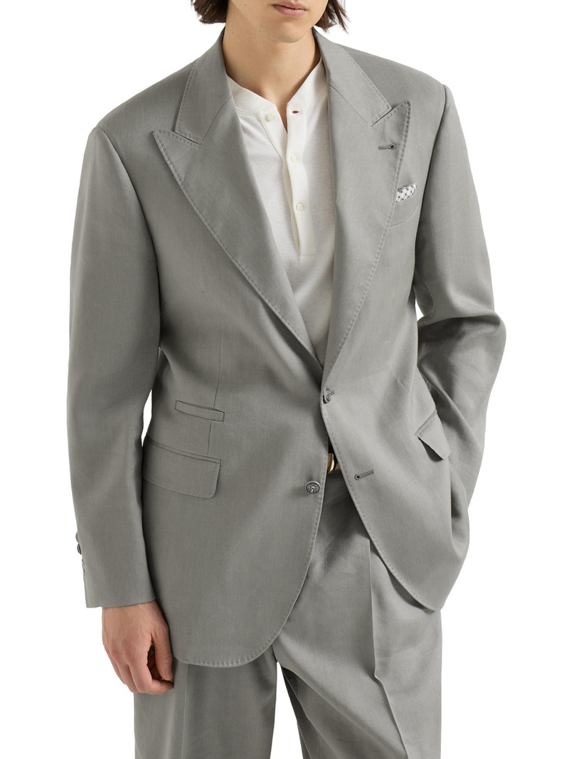 Men's Tailor Blazer in Linen, Virgin Wool and Mohair Gabardine - Khaki 1