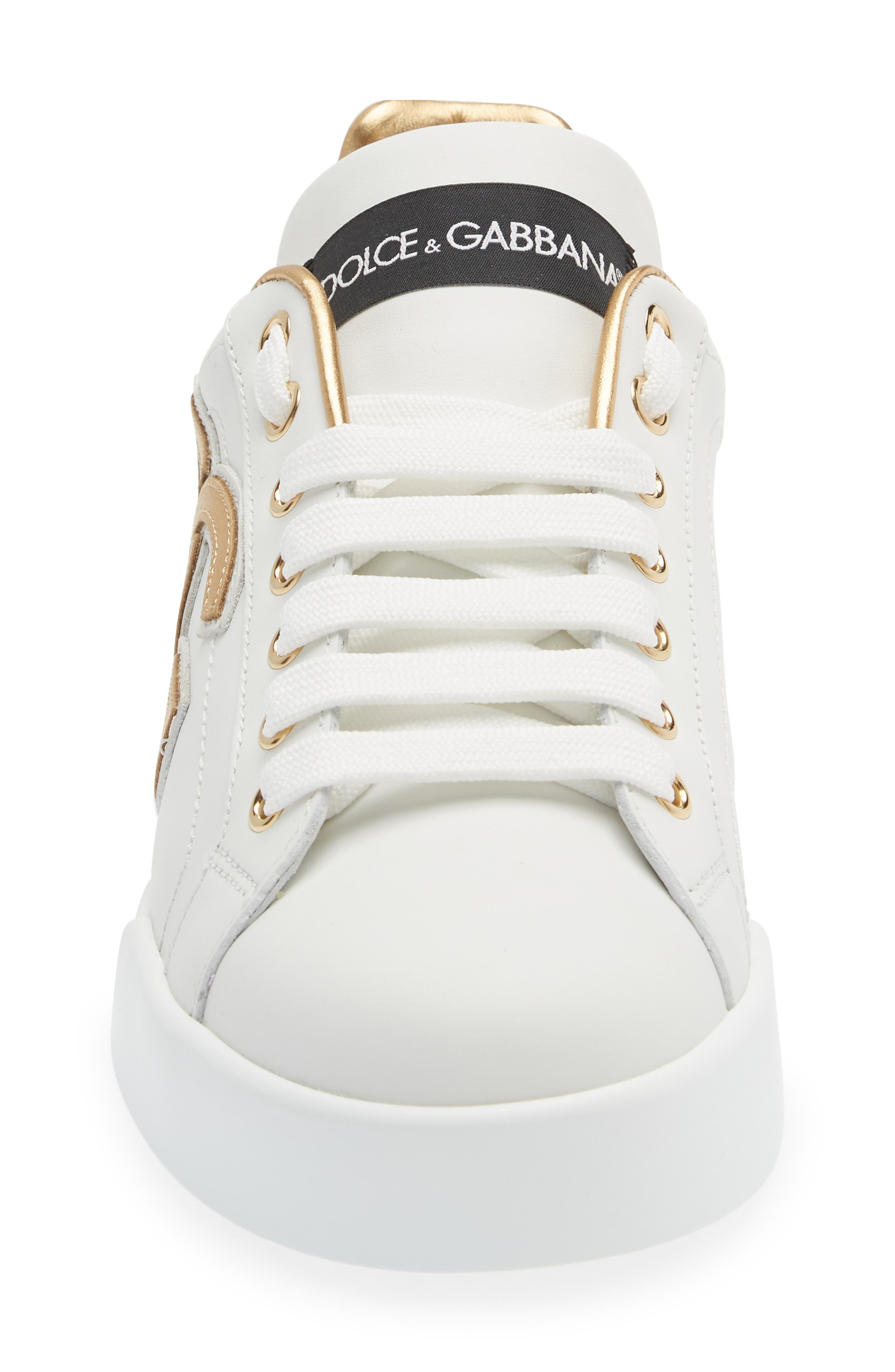 Dolce&Gabbana Portofino Sneaker in White/Gold at Nordstrom - 4