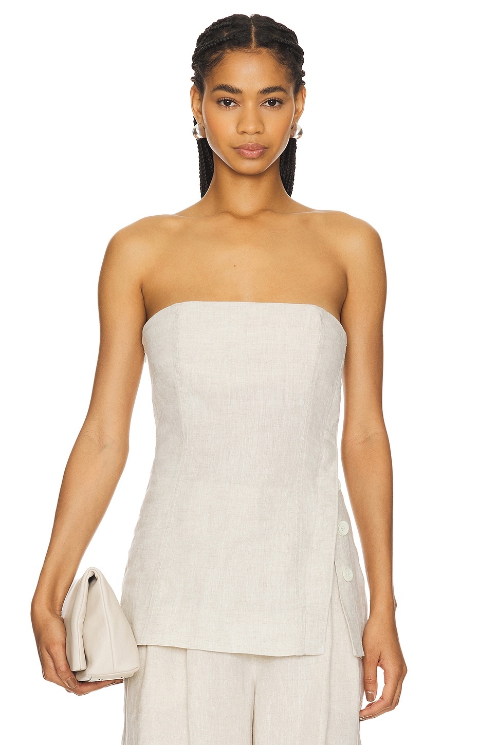 Linen Strapless Tunic Top - 1