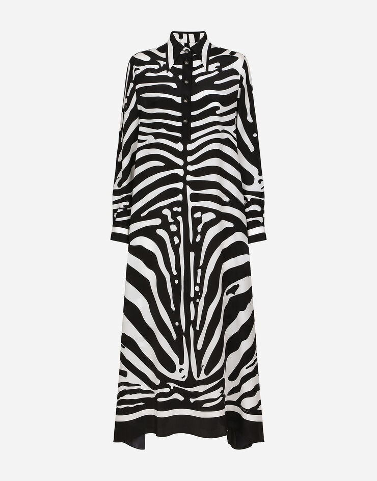 Zebra-print crepe de chine caftan - 3